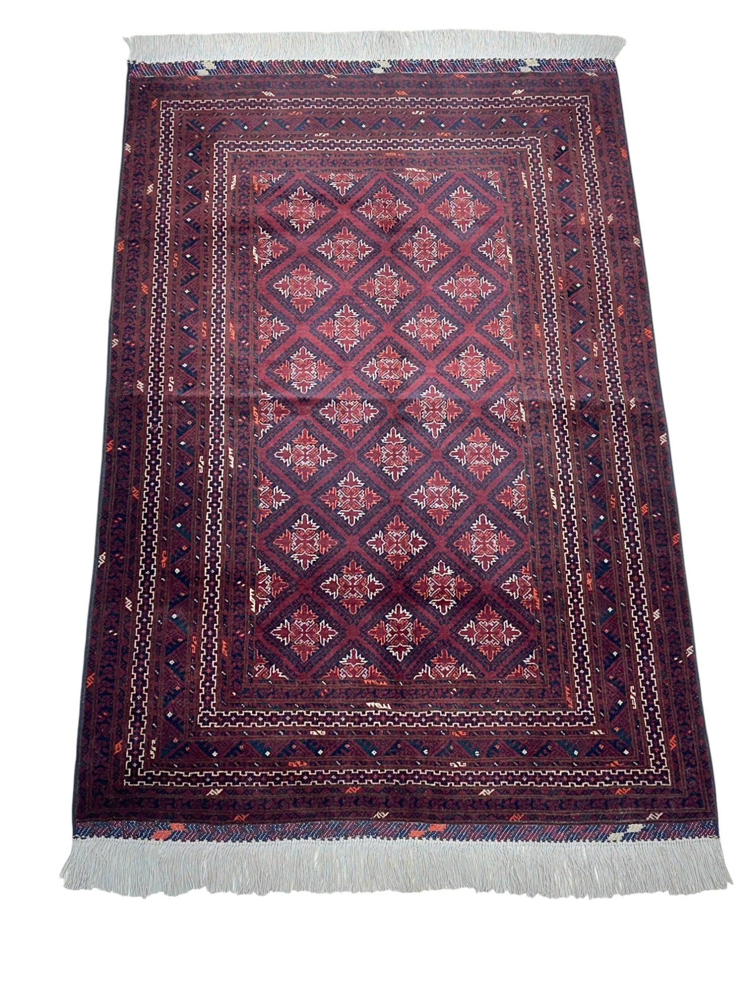 Hand-Knotted Afghani Chenar Wool Rug – 3’10″ x 5’7″
