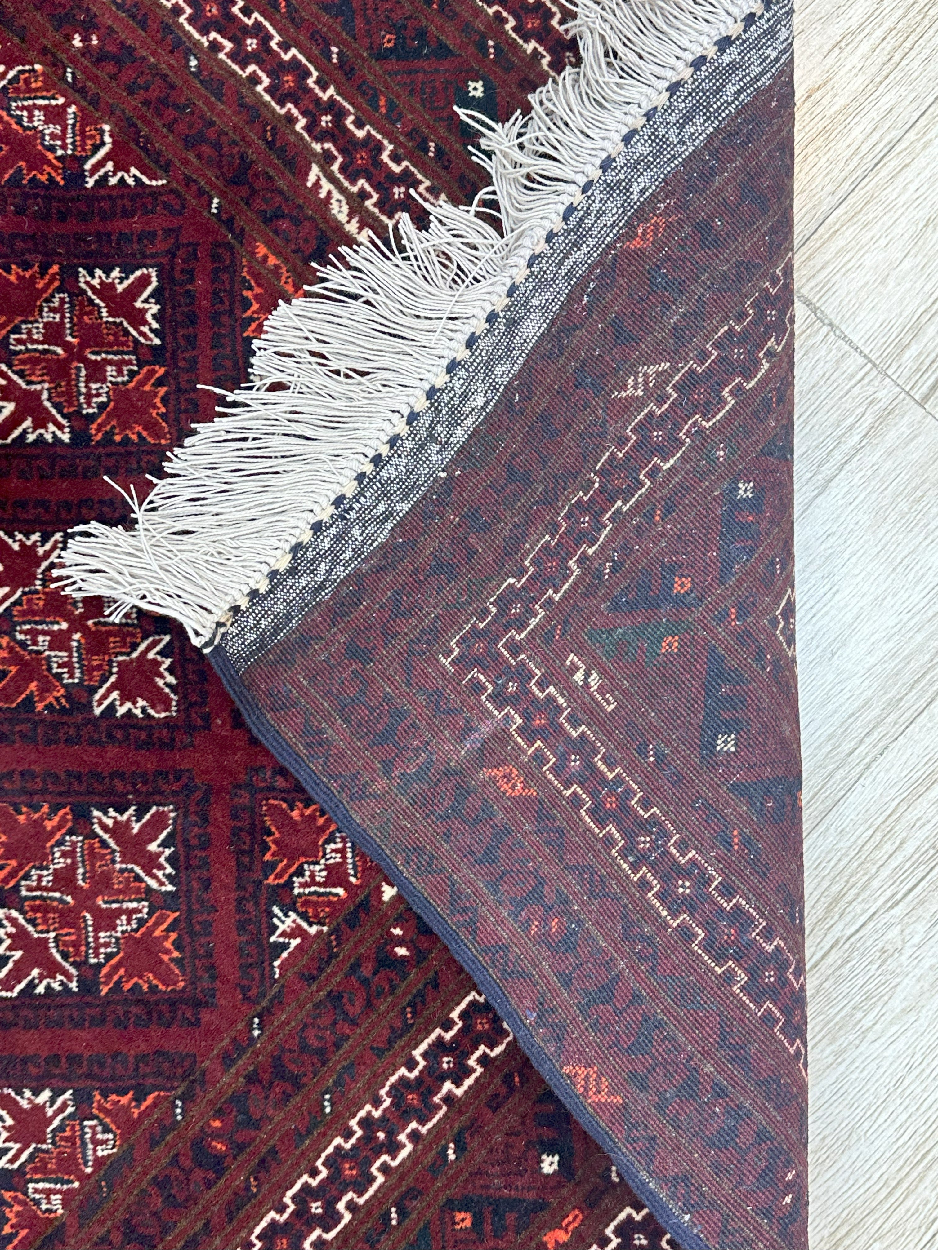 Hand-Knotted Afghani Chenar Wool Rug – 3’10″ x 5’7″