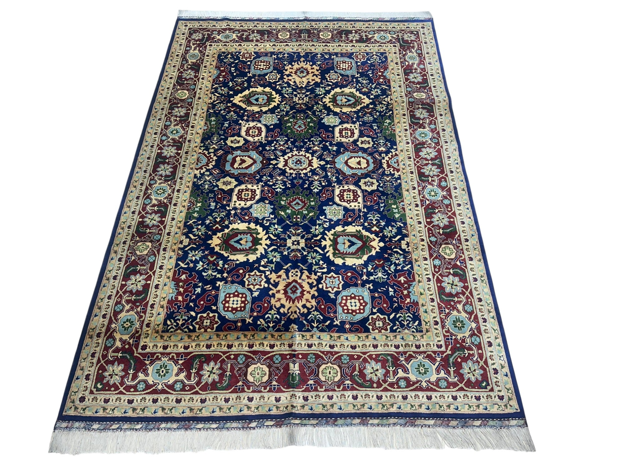 Hand-Knotted Afghani Barg Wool Rug – 6’7″ x 9’7″