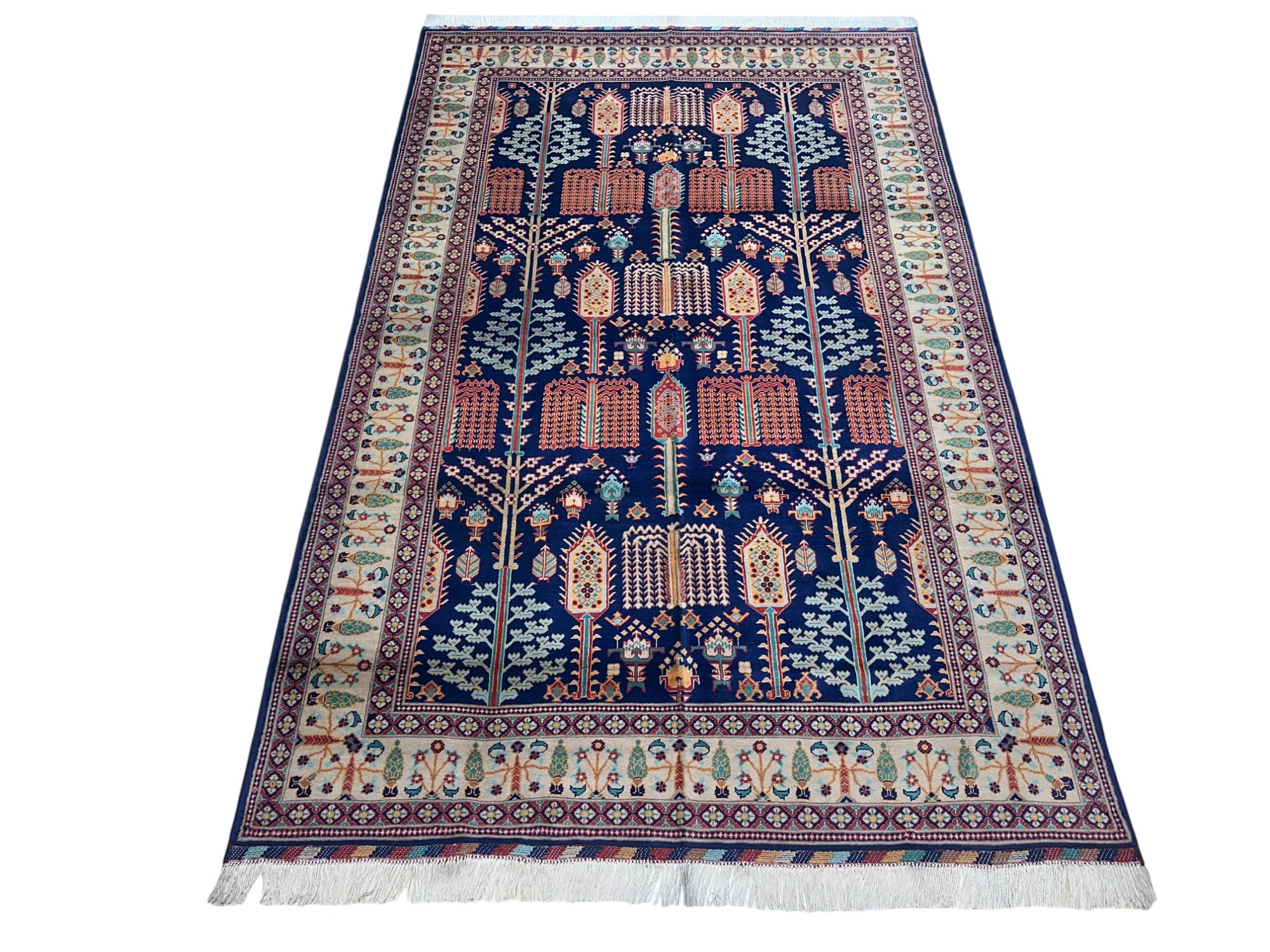 Hand-Knotted Afghani Gandom Wool Rug – 6’4″ x 9’9″