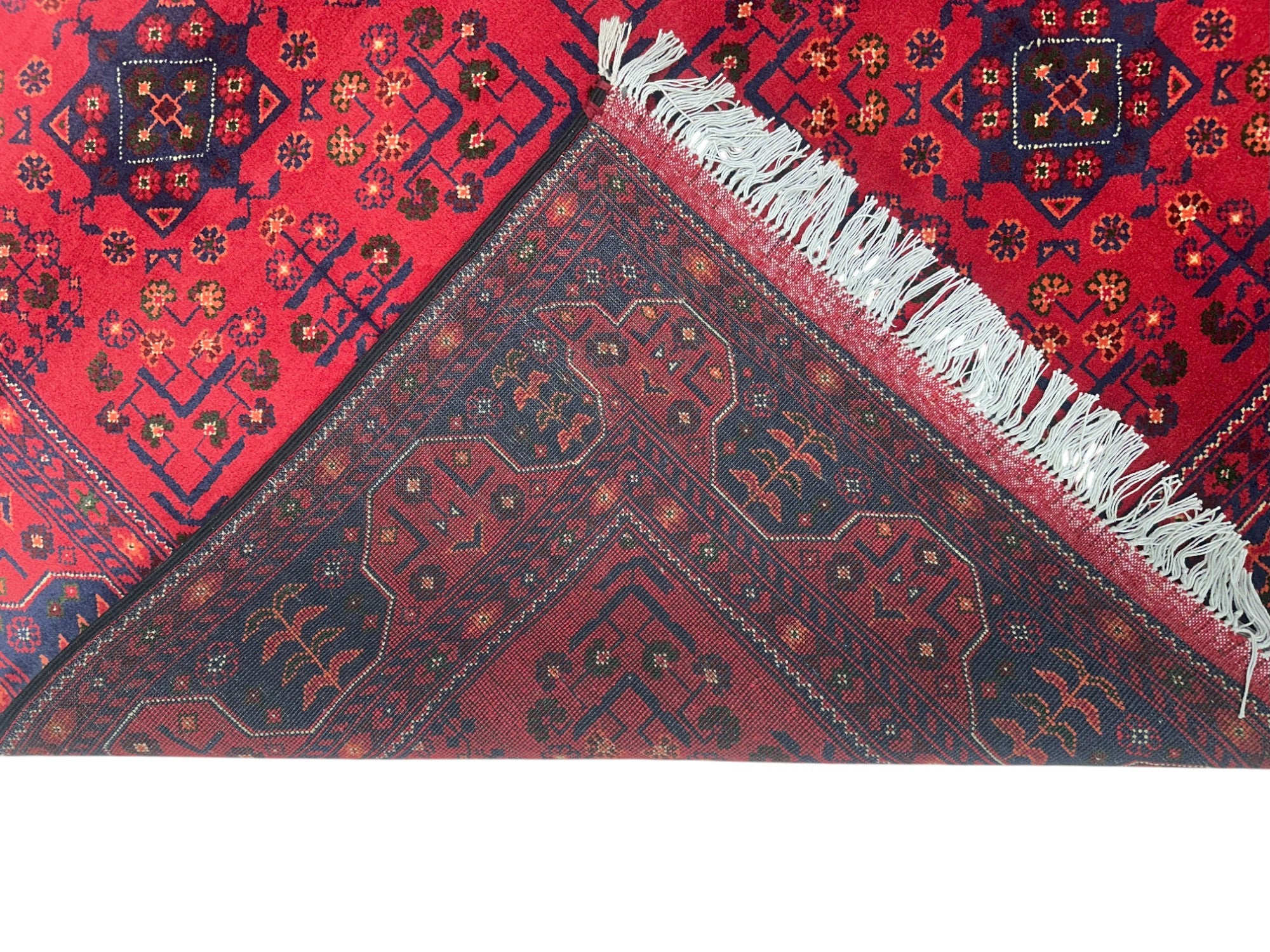 Hand-Knotted Afghani Bukharai Wool Rug – 6’6″ x 9’7″