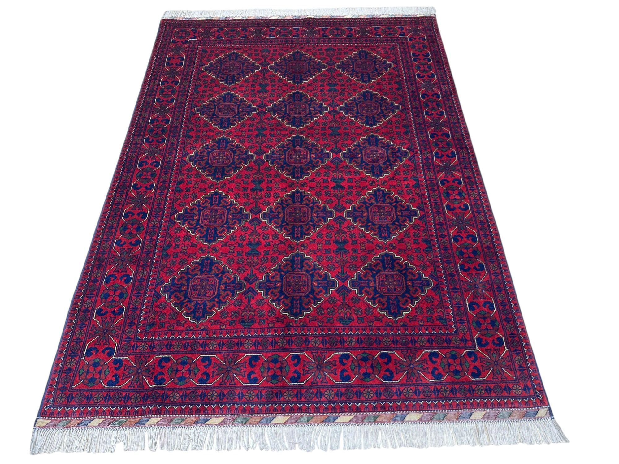 Hand-Knotted Afghani Khamyab Wool Rug – 5’0″ x 6’9″