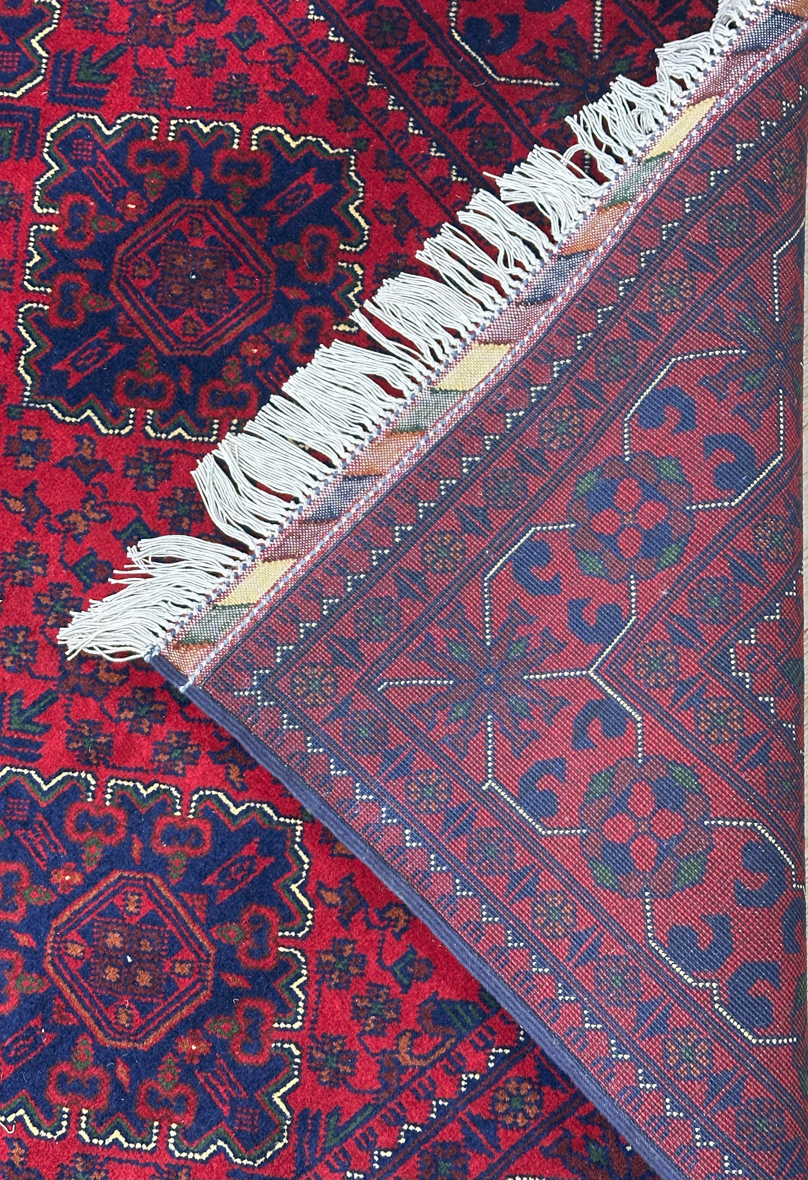 Hand-Knotted Afghani Khamyab Wool Rug – 5’0″ x 6’9″