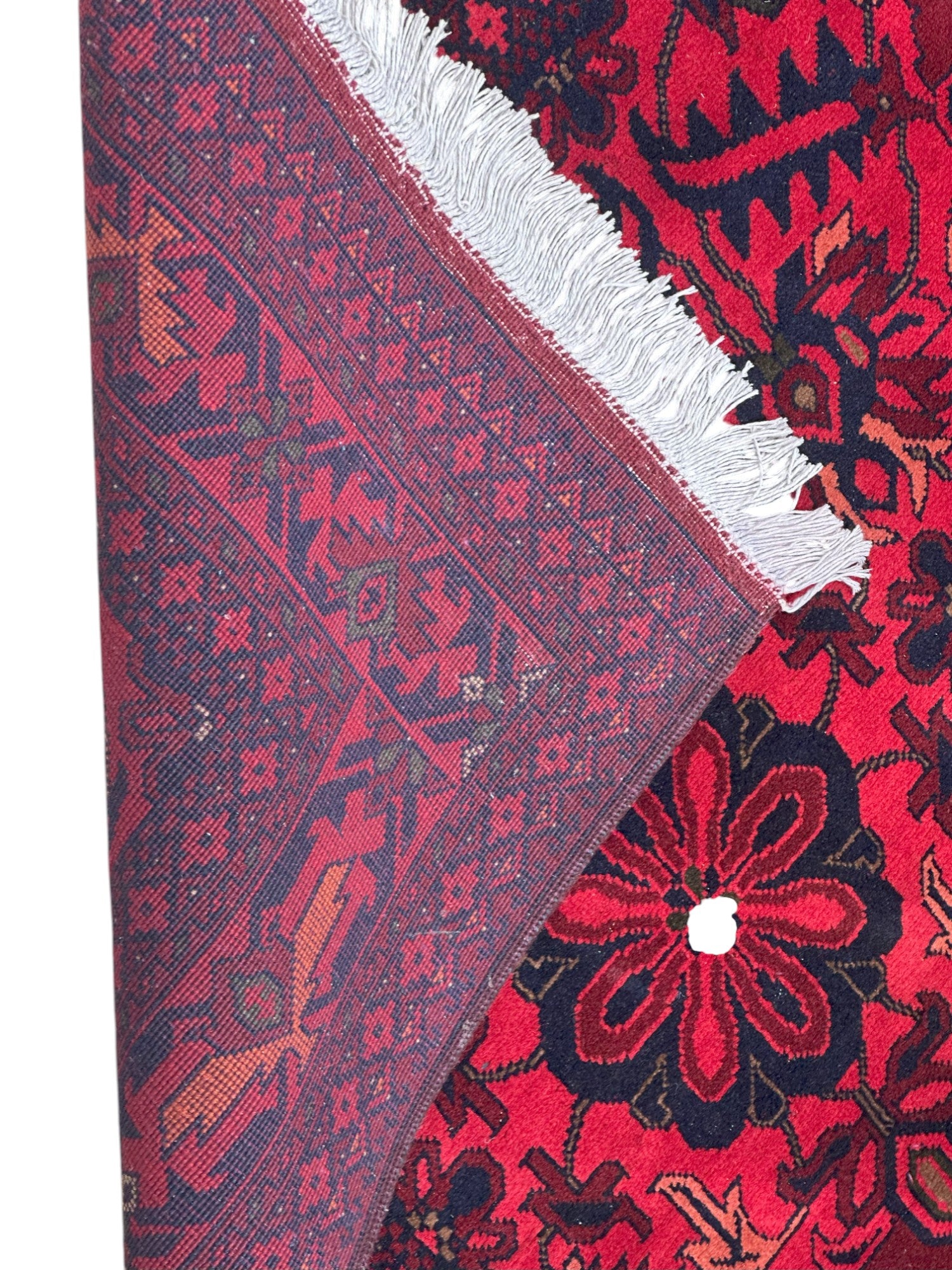 Hand-Knotted Afghani Flower Wool Rug Red,Blue 6'7" x 9'6"