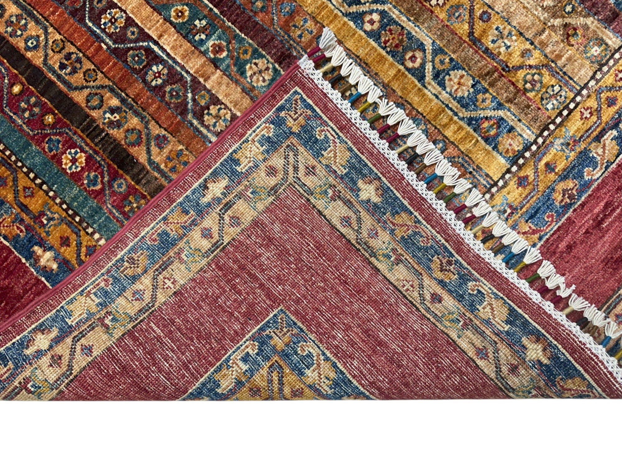 Hand-Knotted Afghani Khorjeen Wool Rug – 5’9″ x 7’10″