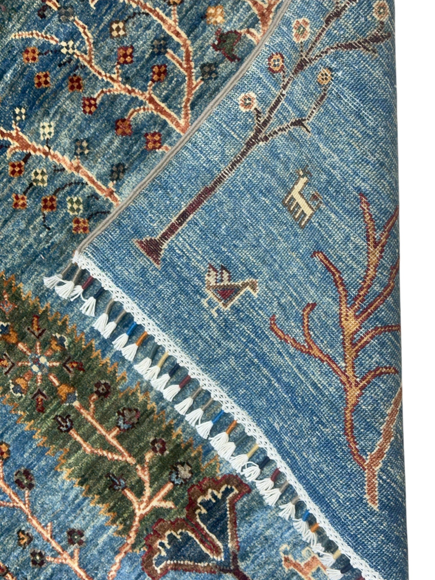 Hand-Knotted Afghani Tree of Life Wool Rug – 5’9″ x 7’8″