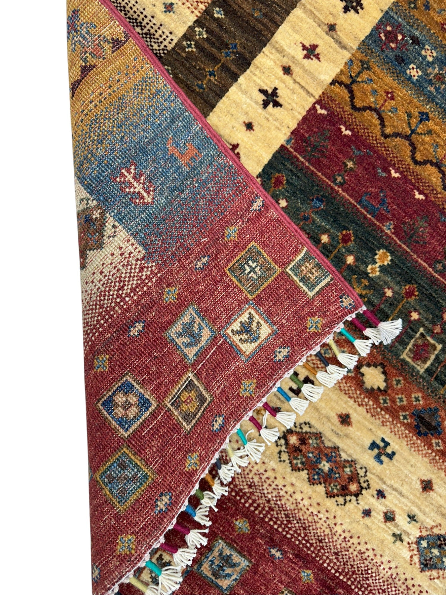 Hand-Knotted Afghani Gabbeh Wool Rug – 3’5″ x 4’5″