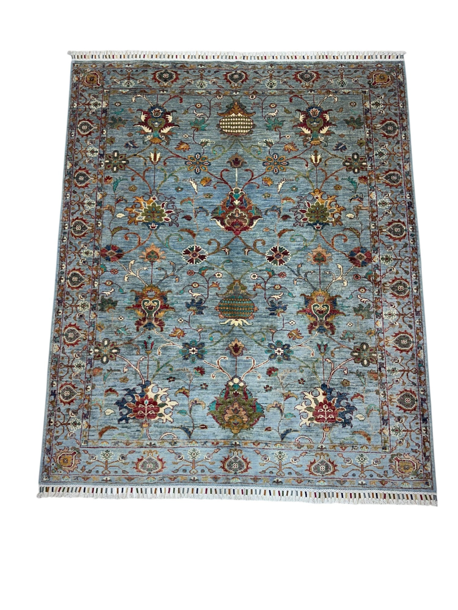 Hand-Knotted Afghani Sultani Wool Rug – 5’2″ x 6’3″