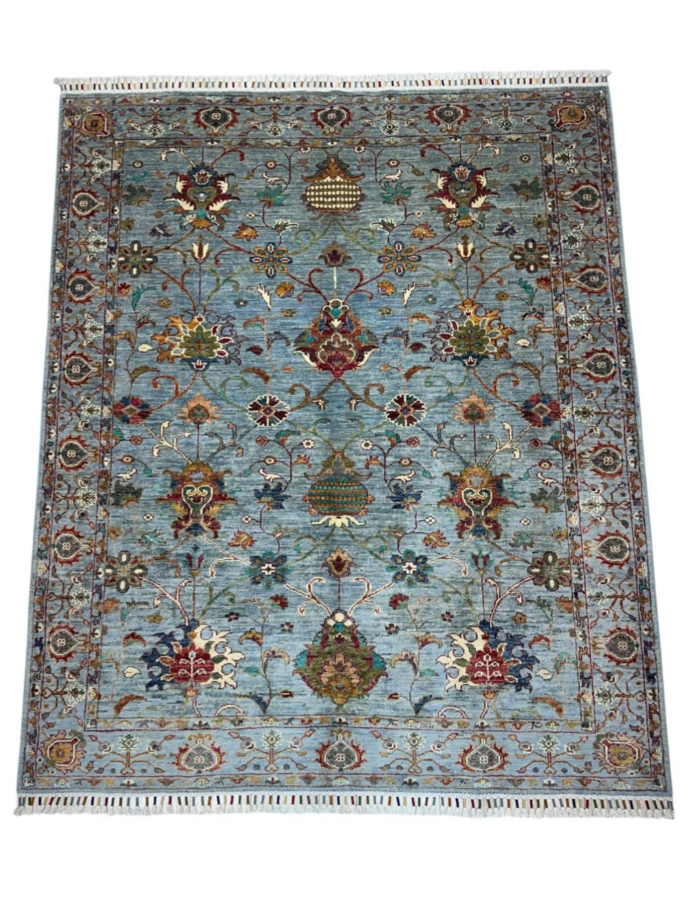 Hand-Knotted Afghani Sultani Wool Rug – 5 x 7