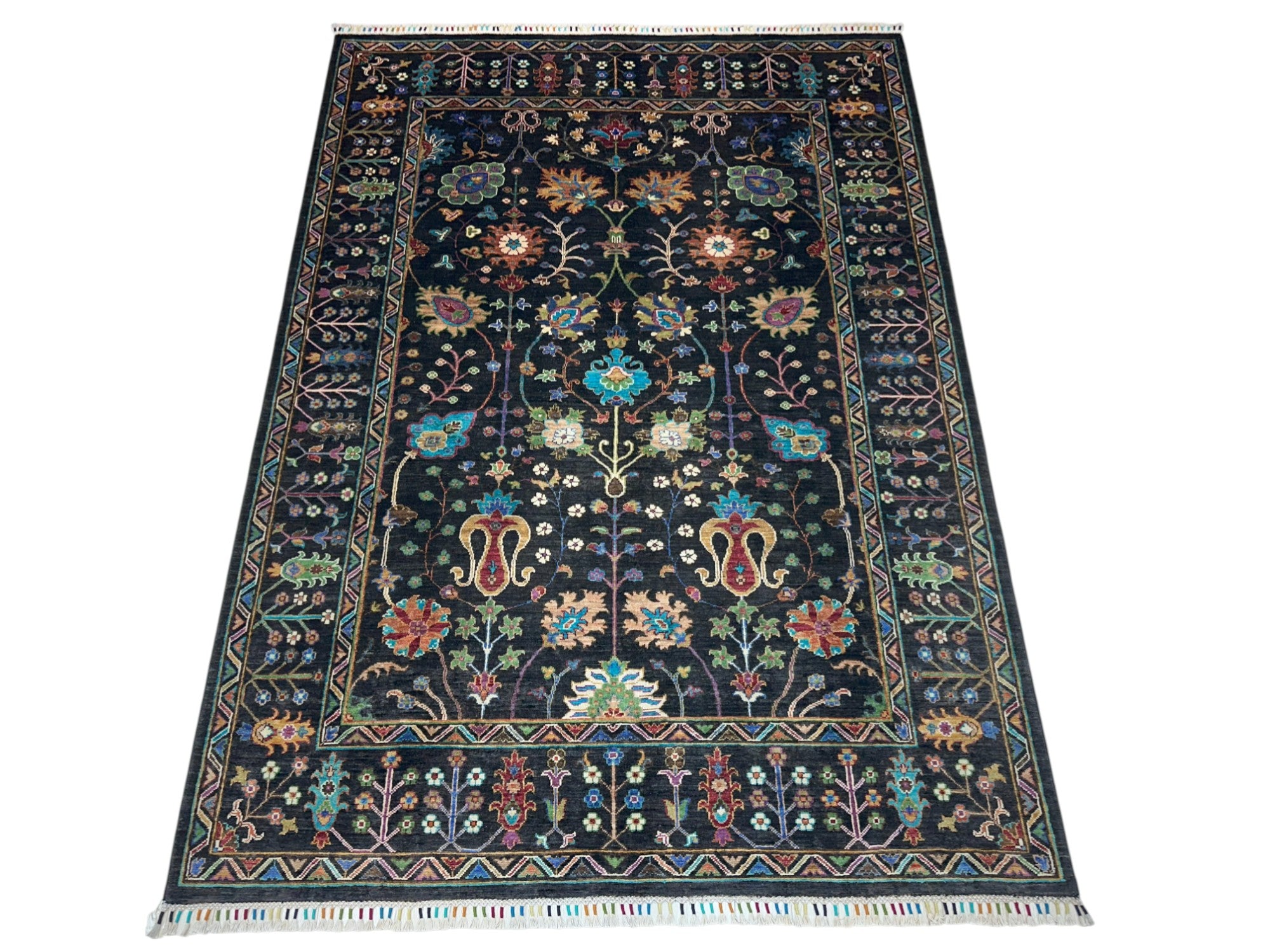 Hand-Knotted Afghani Sultani Wool Rug – 5’9″ x 7’11″