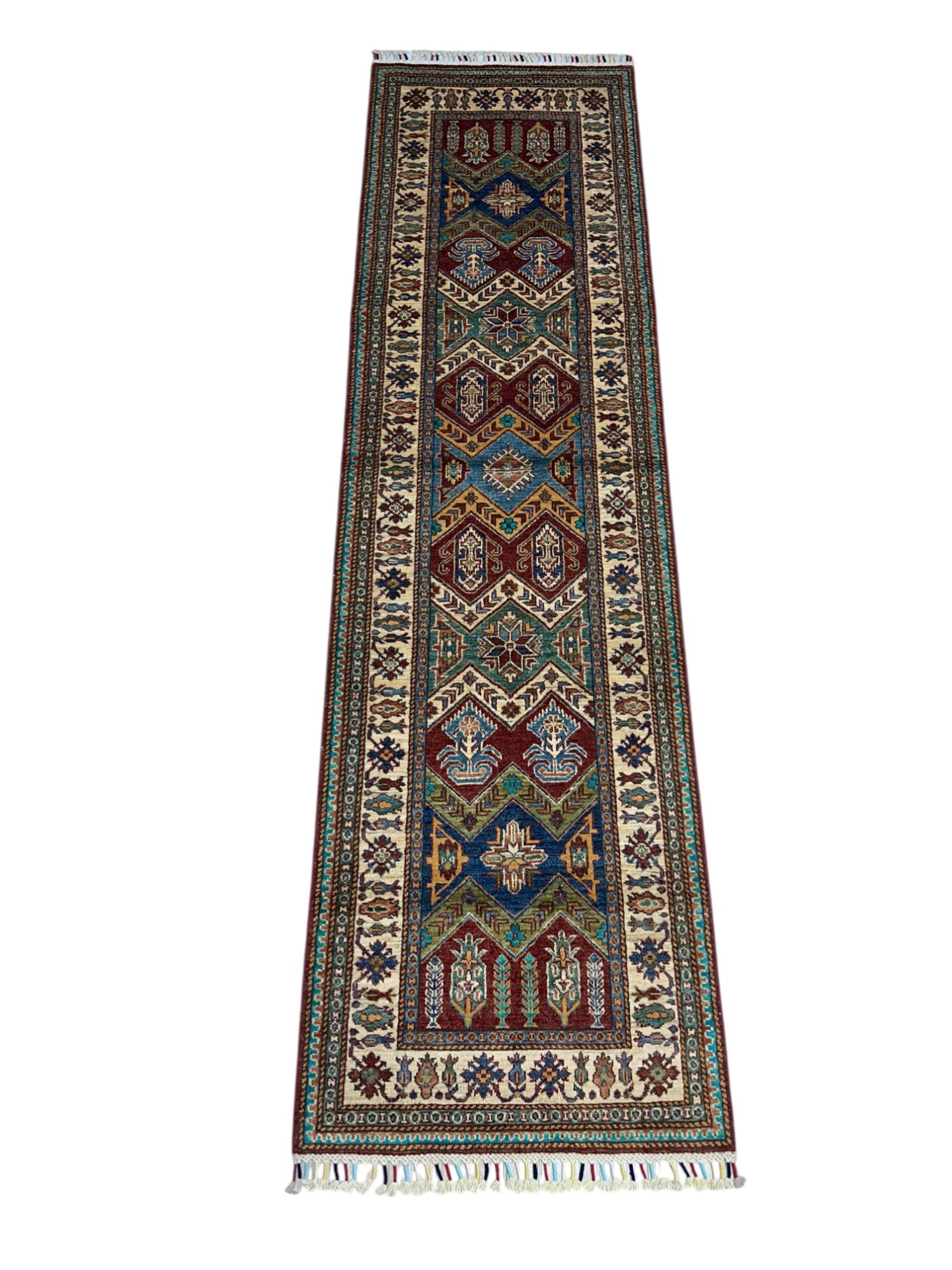 Hand-Knotted Afghani KASHI Wool Rug – 2’9″ x 9’9″