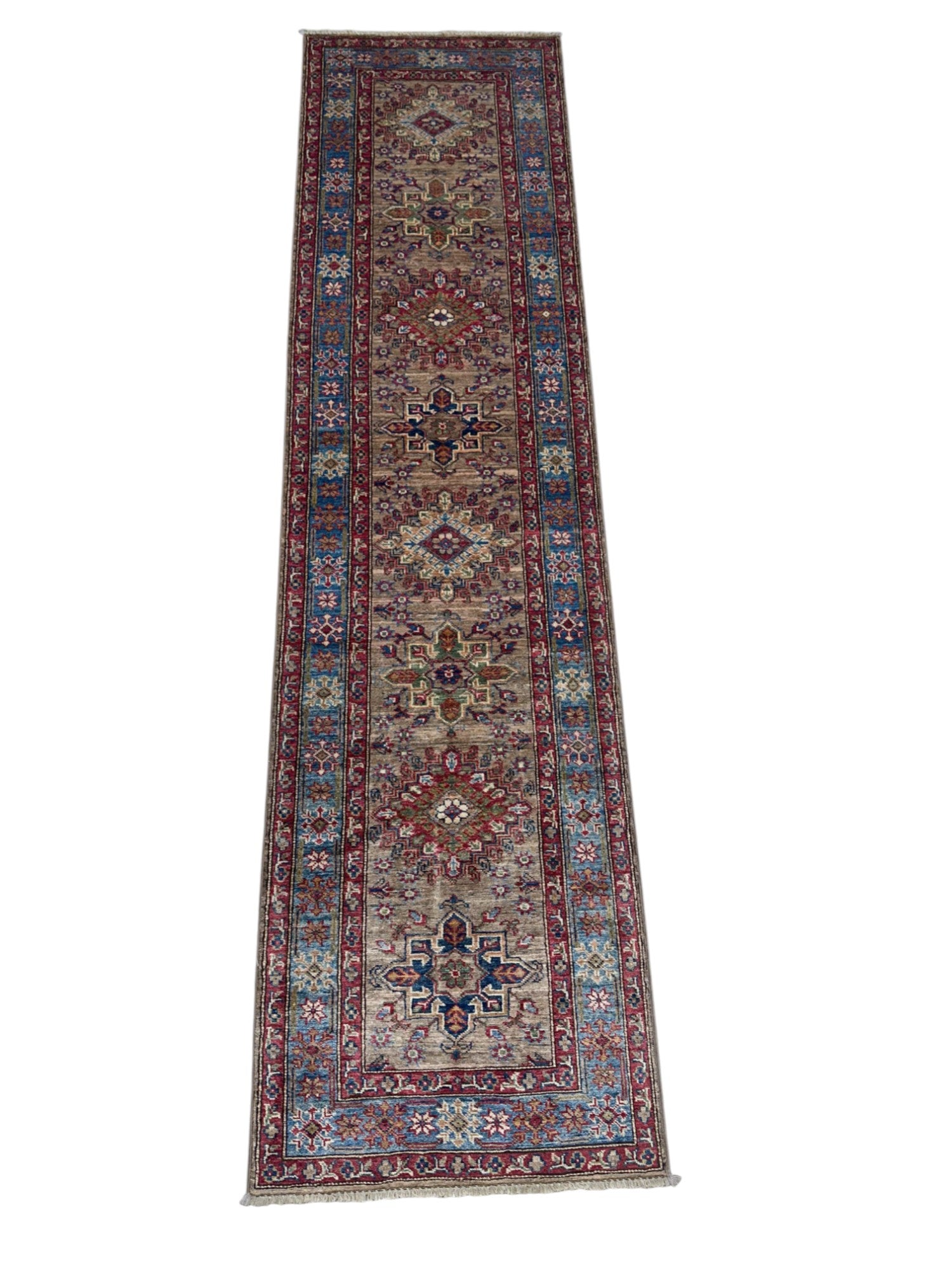 Hand-Knotted Afghani KASHI Wool Rug – 2’9″ x 10’1″