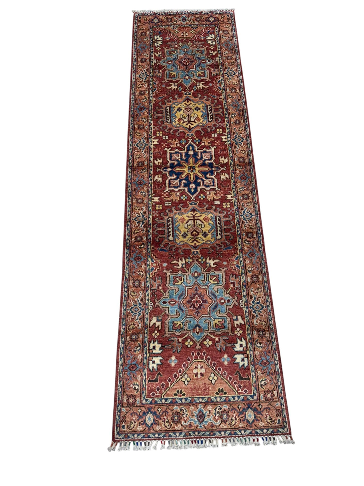 Hand-Knotted Afghani Chobi Super Kazak Wool Rug – 2’6″ x 10’1″