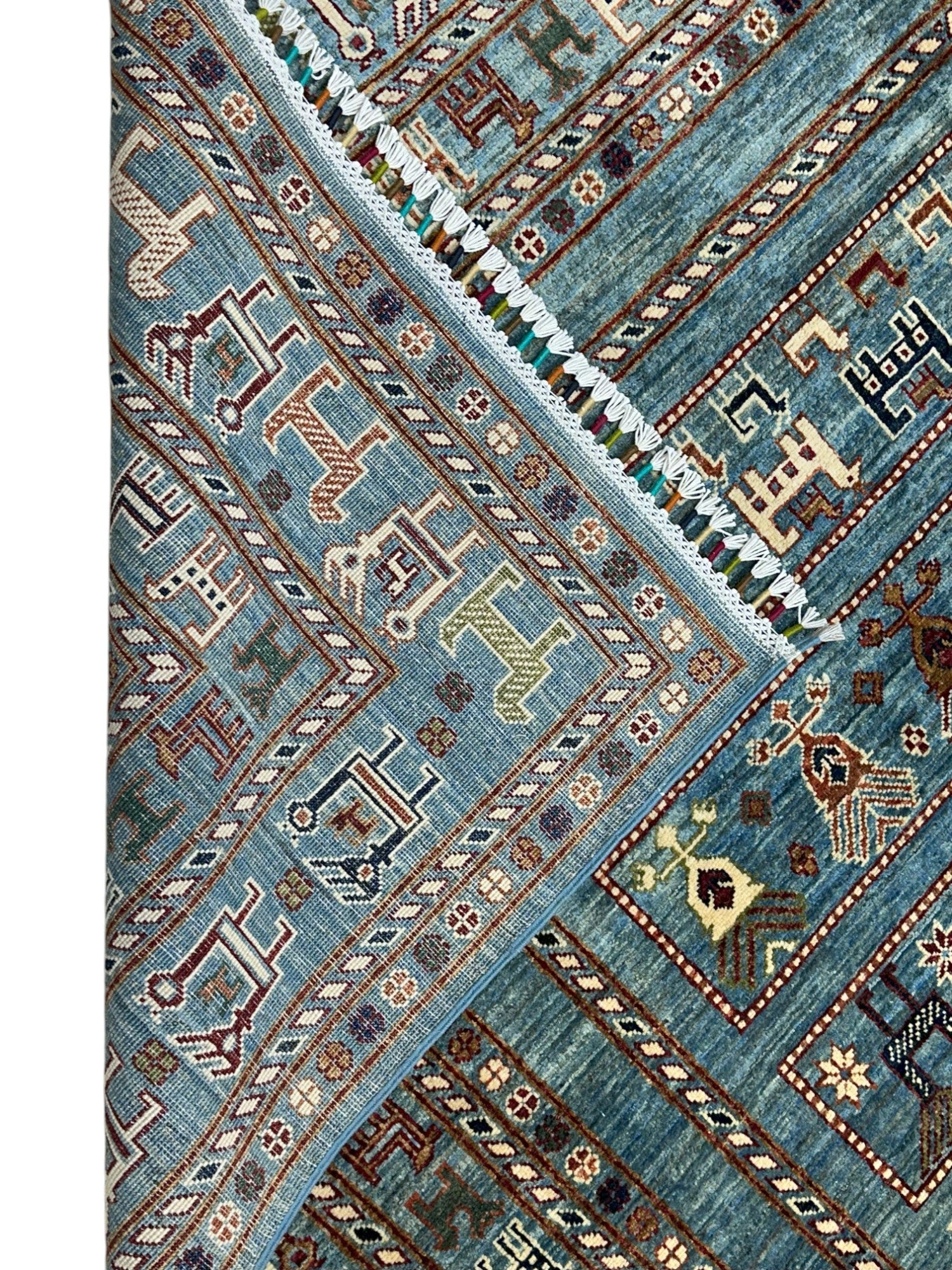 Hand-Knotted Afghani Chobi Super Kazak Wool Rug – 8’2″ x 10’2″