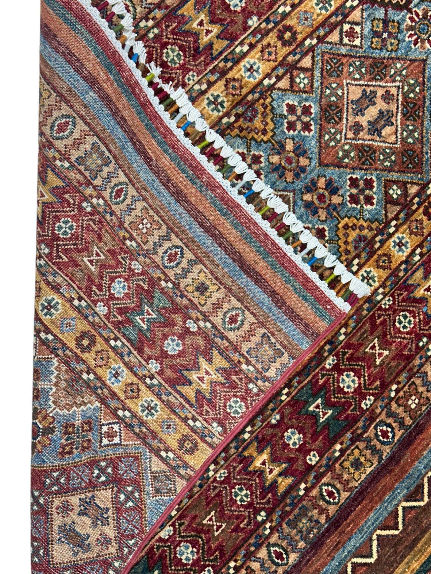 Hand-Knotted Afghani Chobi Khorjeen Wool Rug – 8’0″ x 9’10″