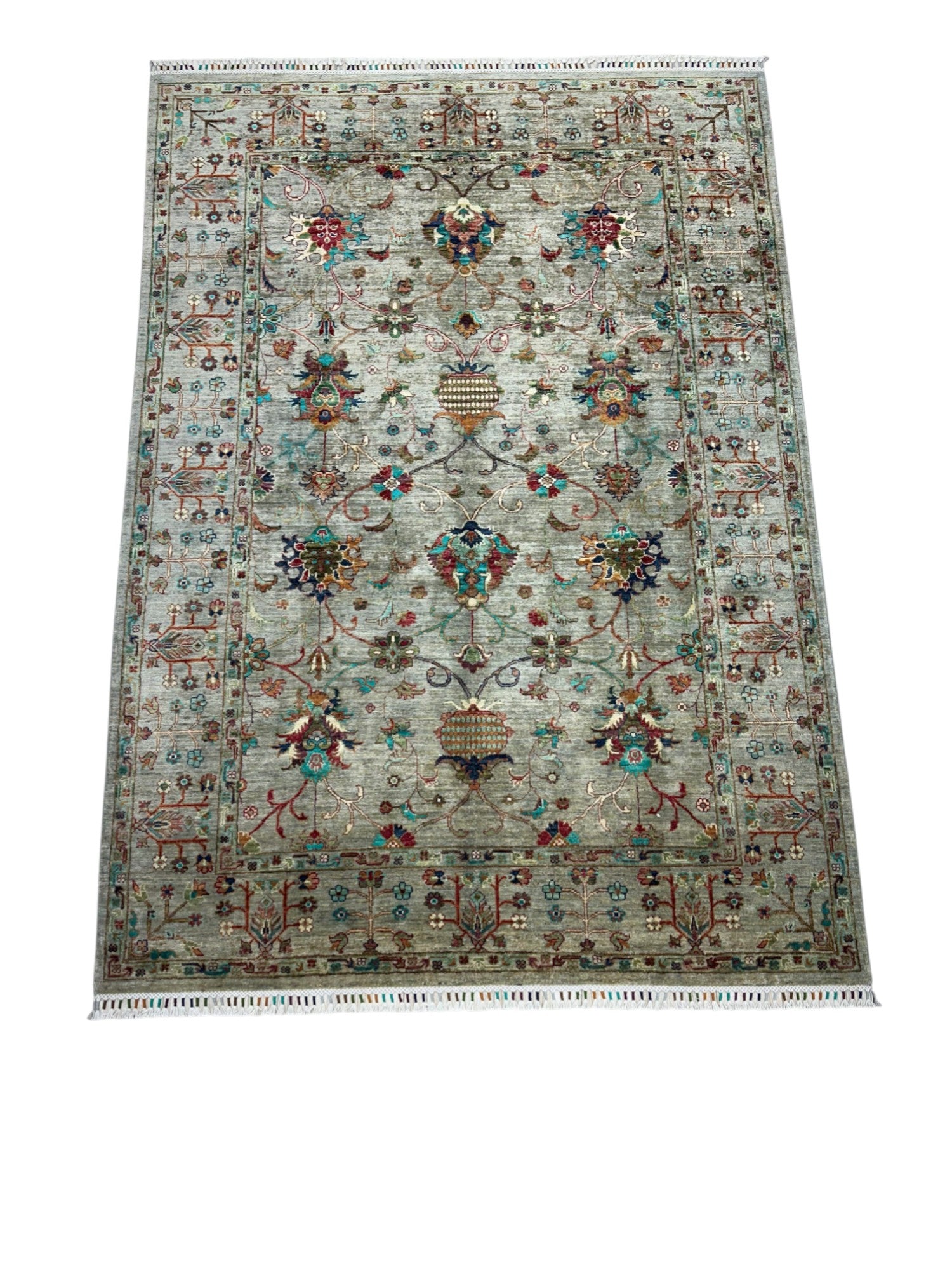 Hand-Knotted Afghani Chobi Sultani Wool Rug – 5’9″ x 8’0″