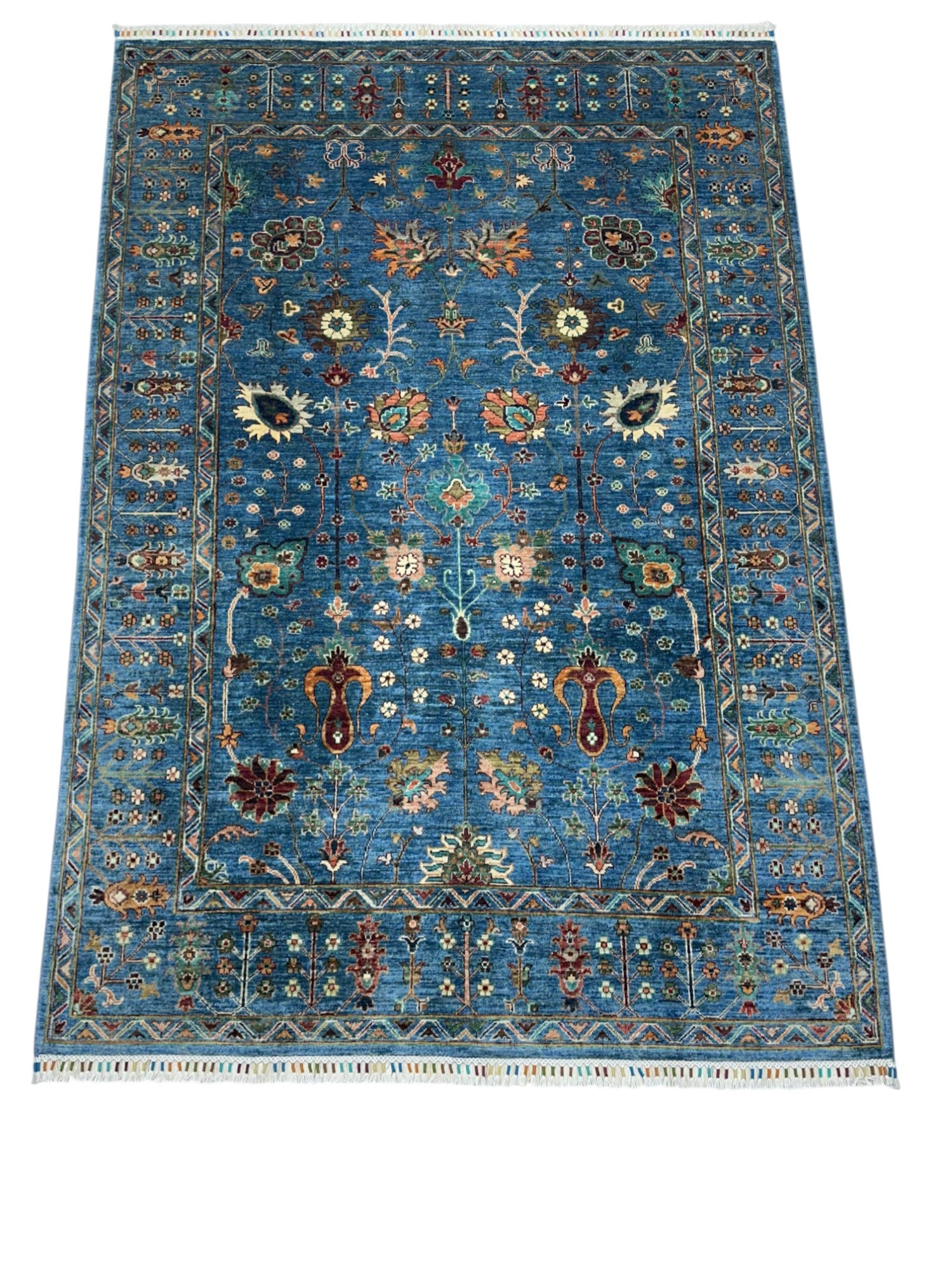 Hand-Knotted Afghani Chobi Sultani Wool Rug – 5’9″ x 8’2″