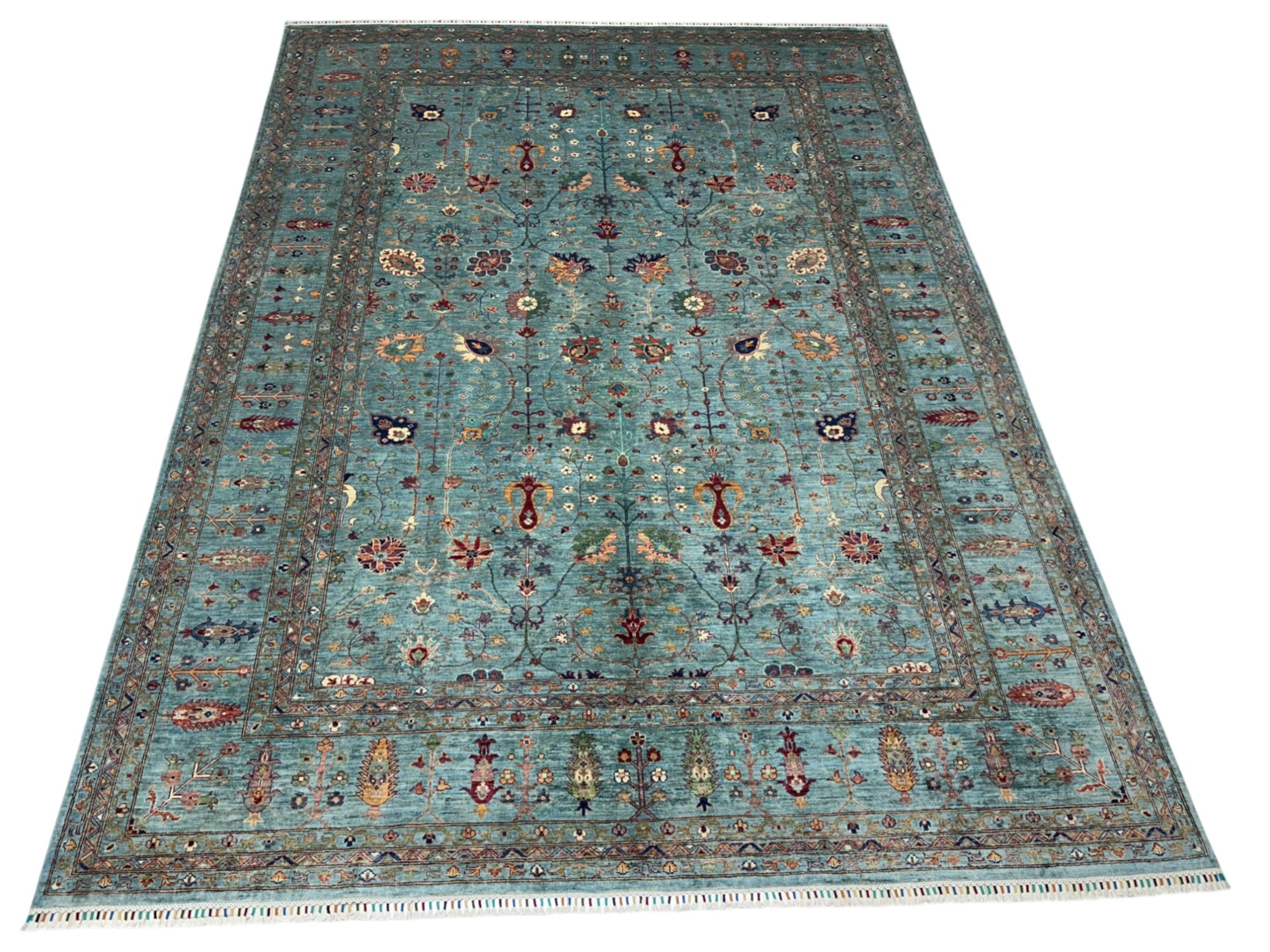 Hand-Knotted Afghani Chobi Sultani Wool Rug – 9’11″ x 13’1″