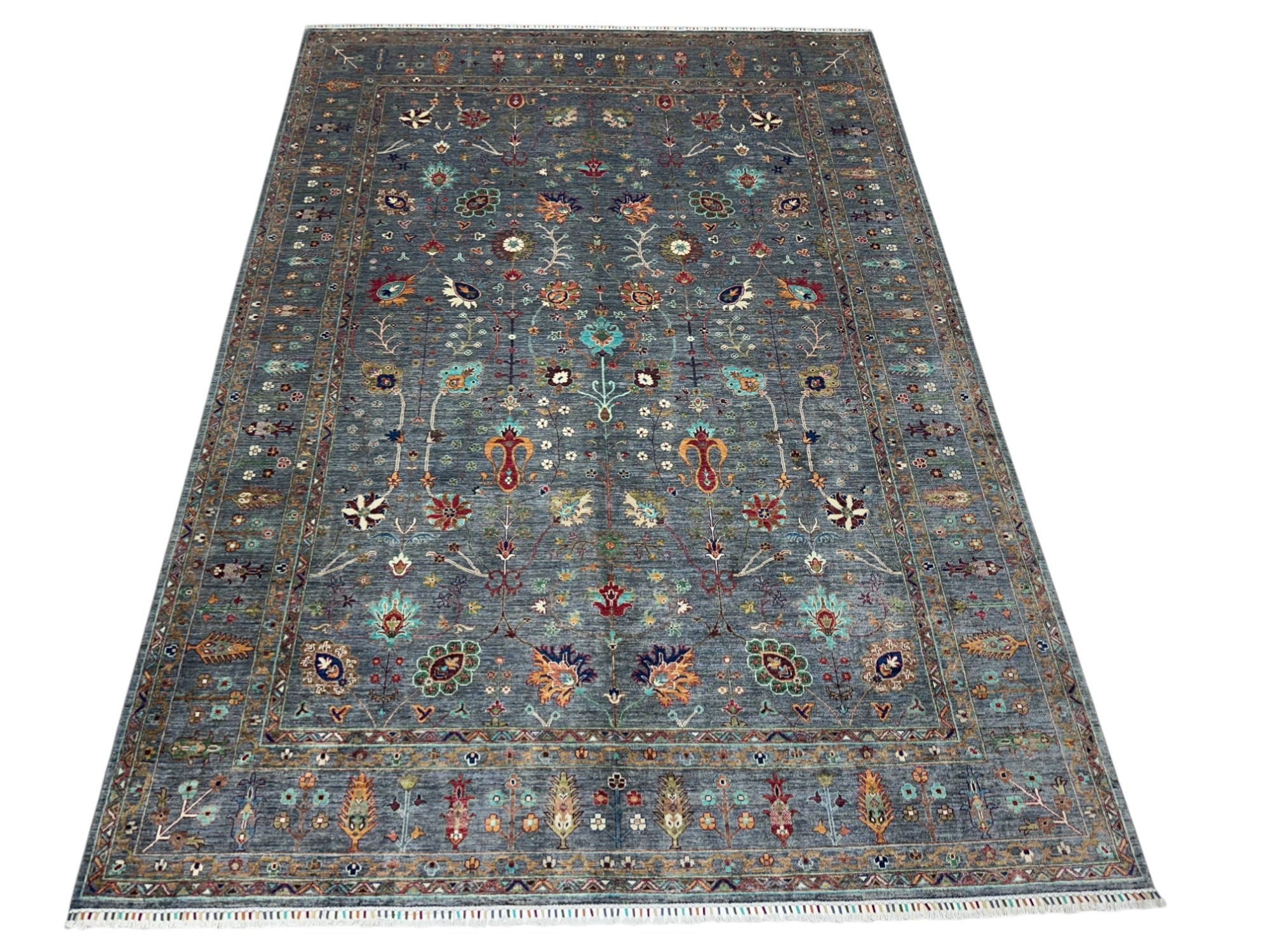 Hand-Knotted Afghani Chobi Sultani Wool Rug – 8’10″ x 12’4″