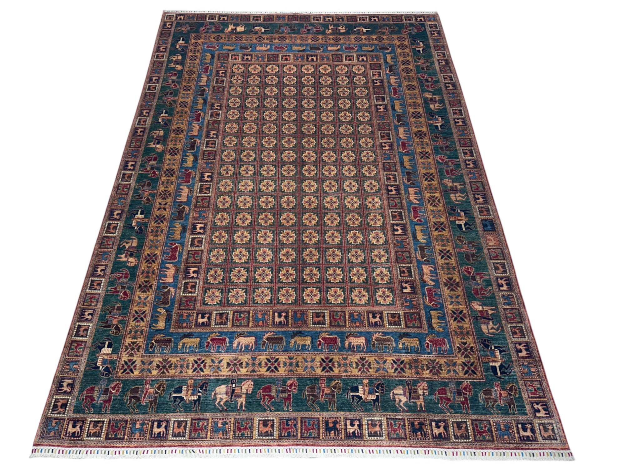 Hand-Knotted Afghani Chobi Gabbeh Wool Rug – 8’9″ x 12’4″