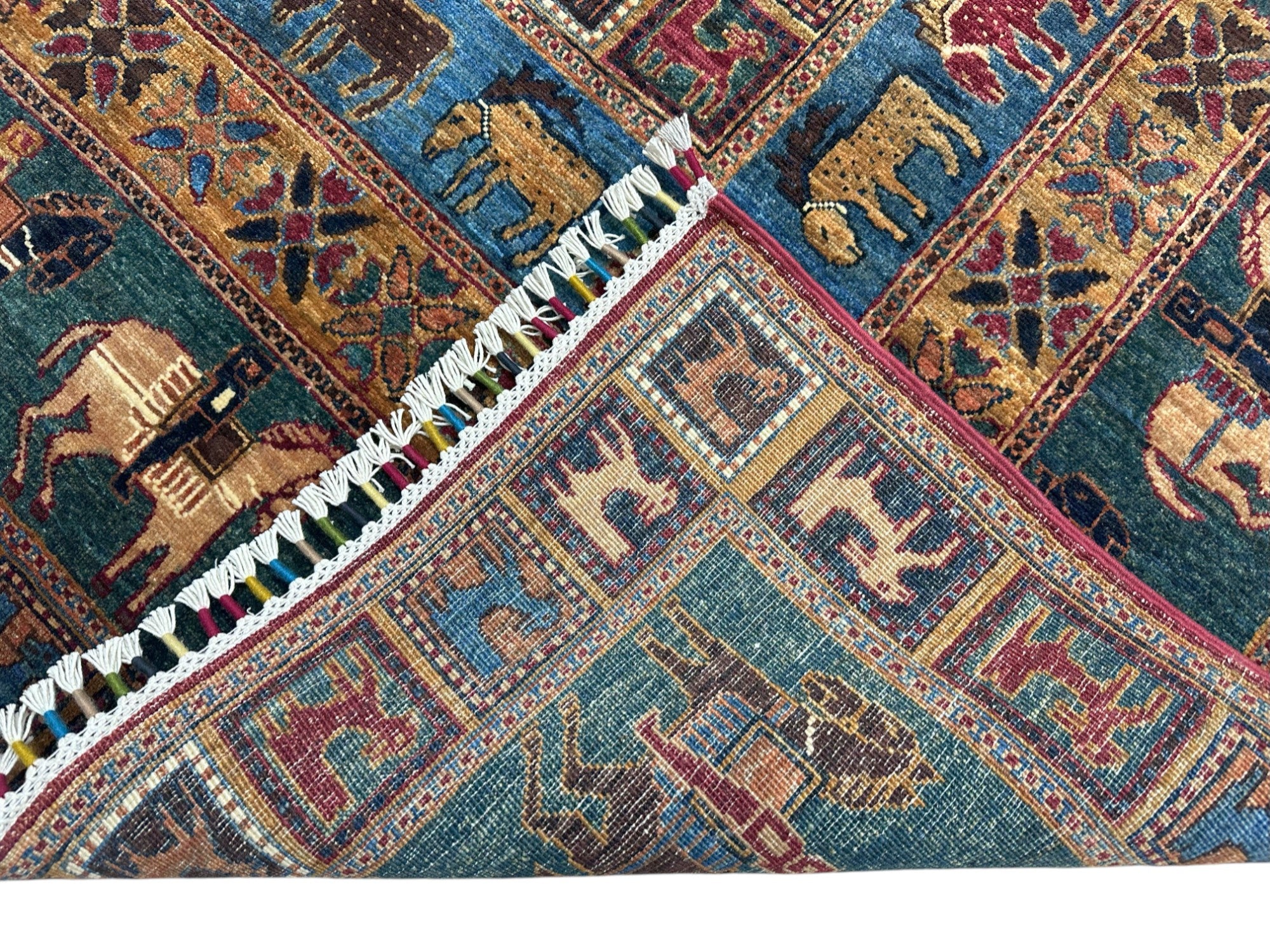 Hand-Knotted Afghani Chobi Gabbeh Wool Rug – 8’9″ x 12’4″