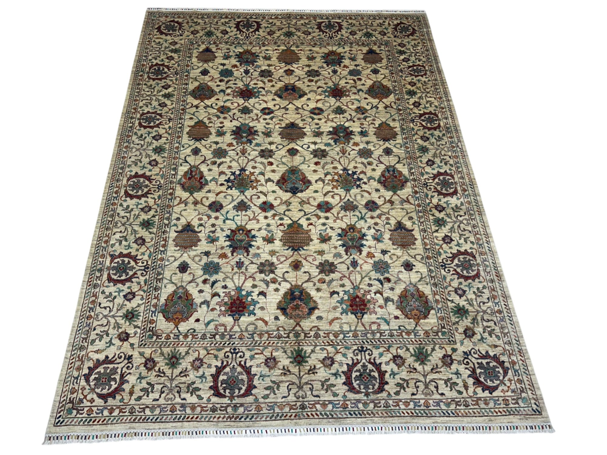 Hand-Knotted Afghani Chobi Sultani Wool Rug – 8’8″ x 11’7″