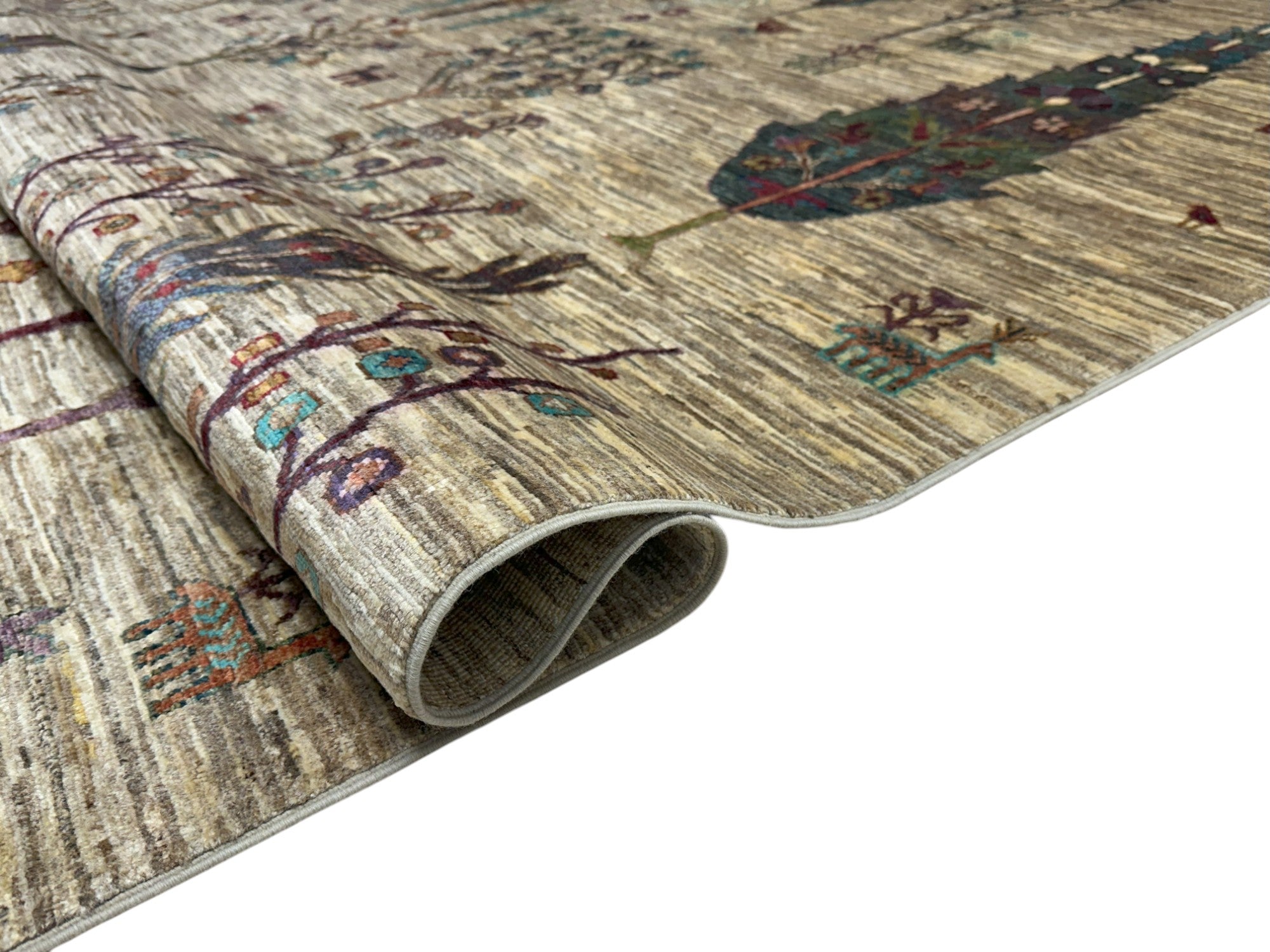 Hand-Knotted Afghani Chobi Gabbeh Wool Rug – 8’2″ x 11’4″