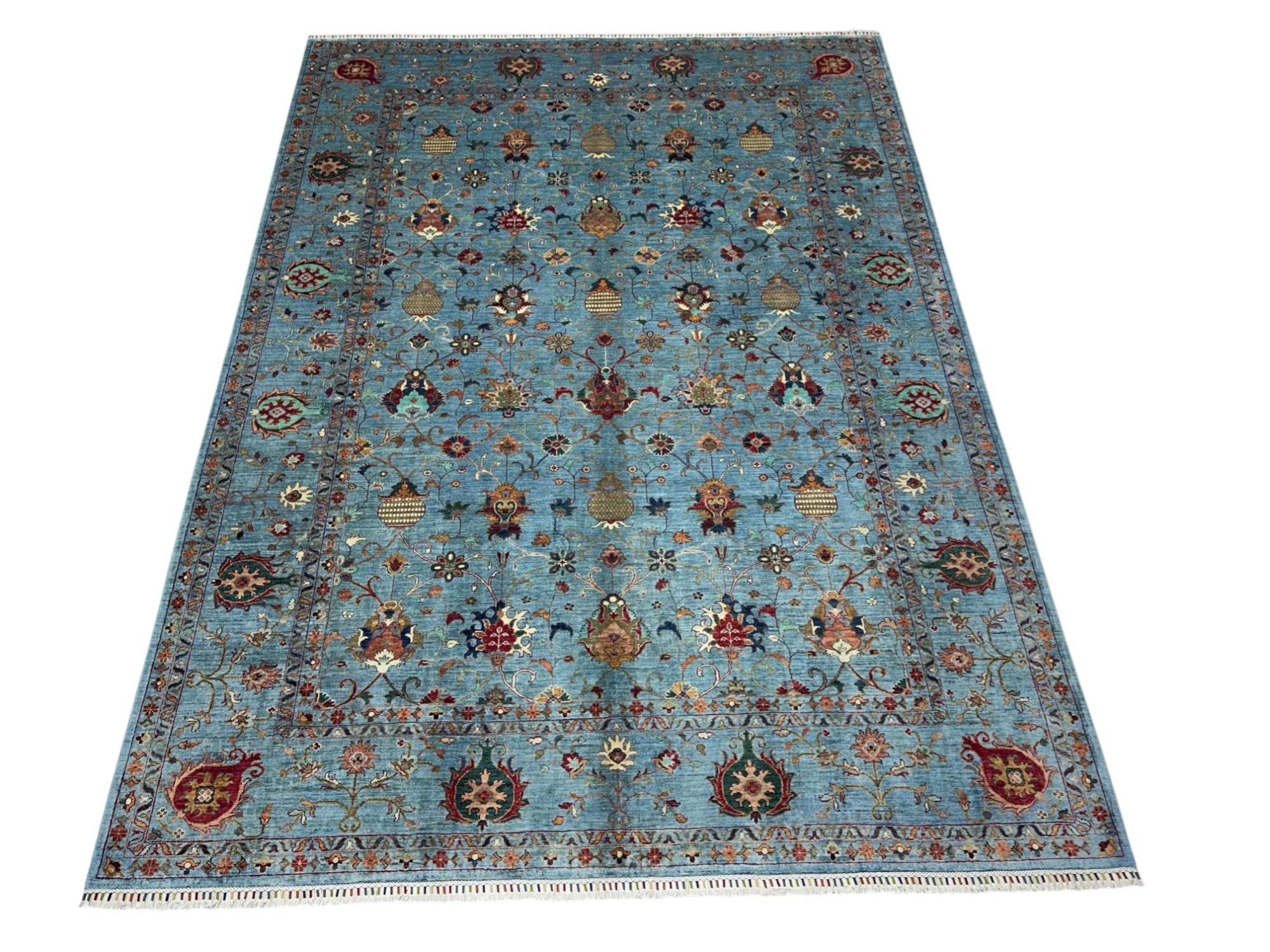 Hand-Knotted Afghani Chobi Sultani Wool Rug – 8’10″ x 11’11″
