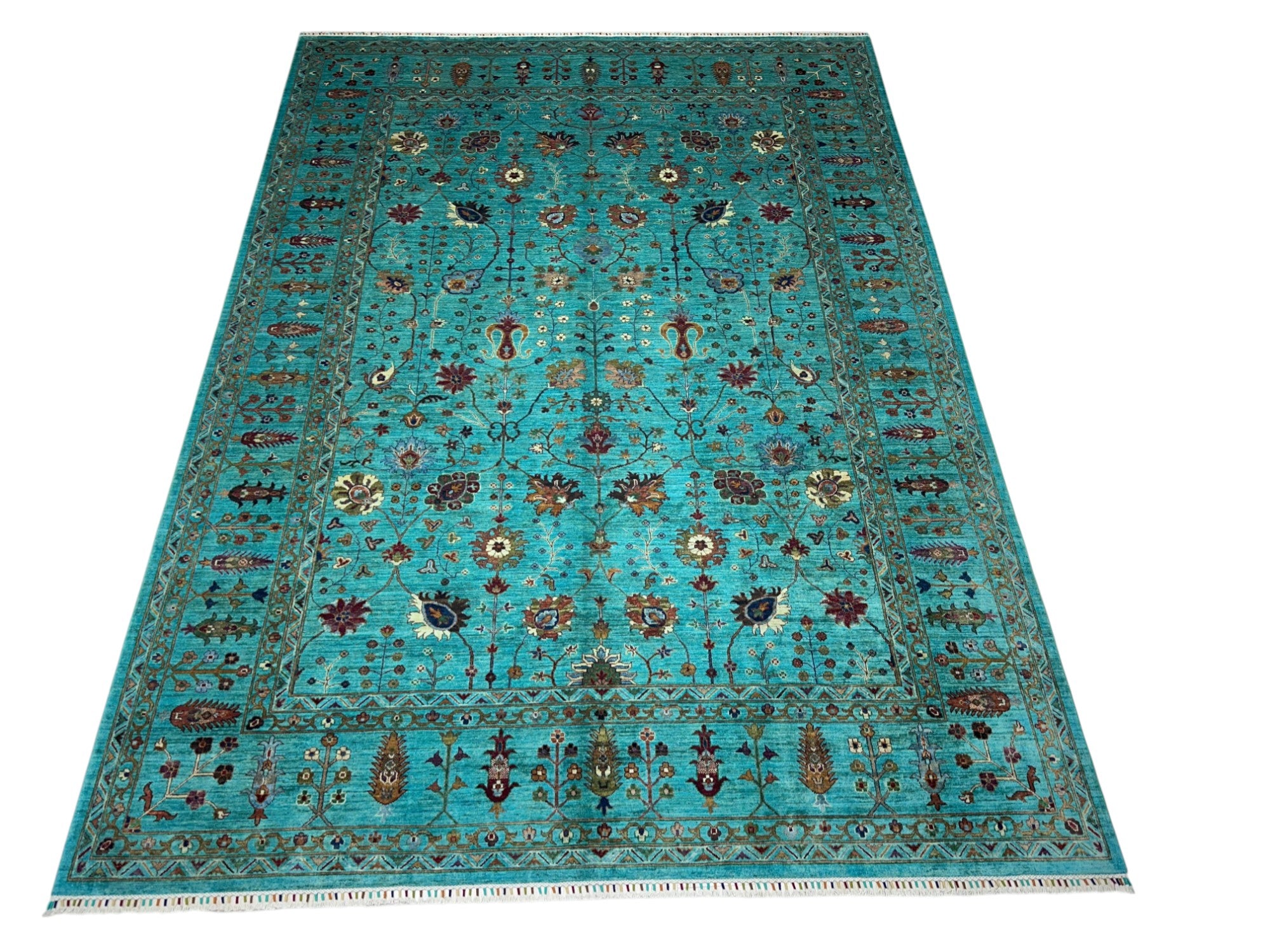 Hand-Knotted Afghani Chobi Sultani Wool Rug – 8’10″ x 12’0″