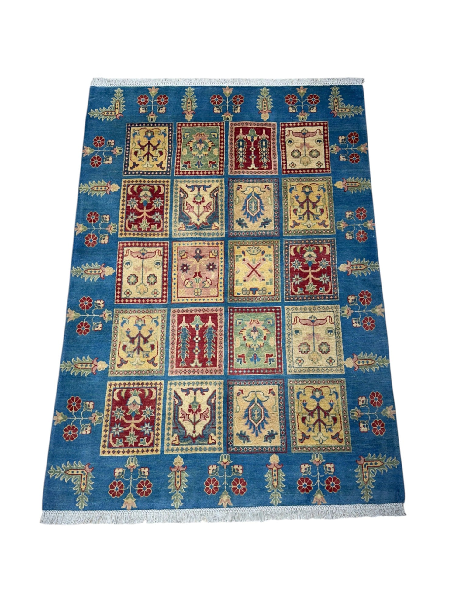 Hand-Knotted Afghani Kazak Wool Rug – 4’11″ x 7’0″