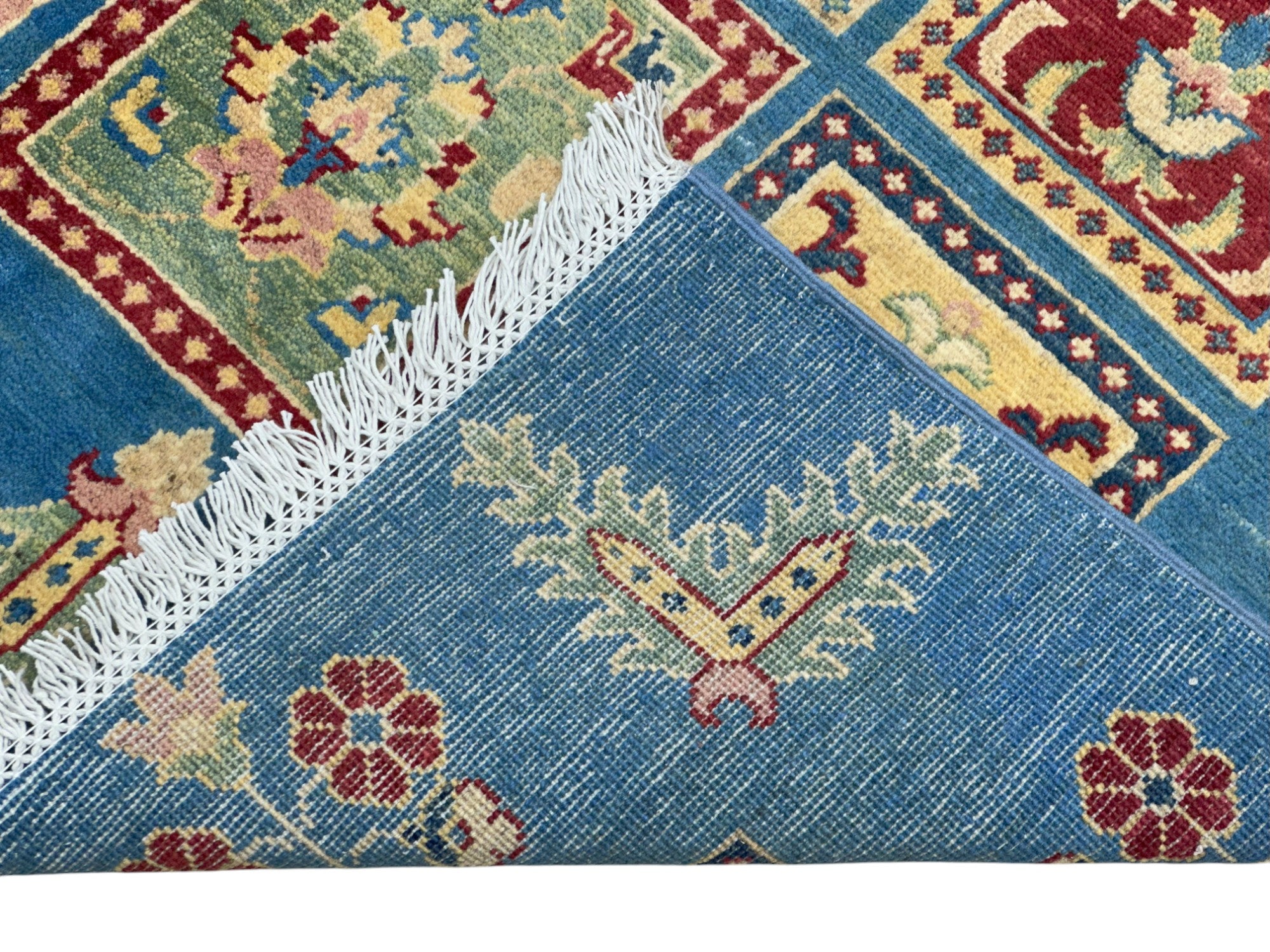 Hand-Knotted Afghani Kazak Wool Rug – 4’11″ x 7’0″