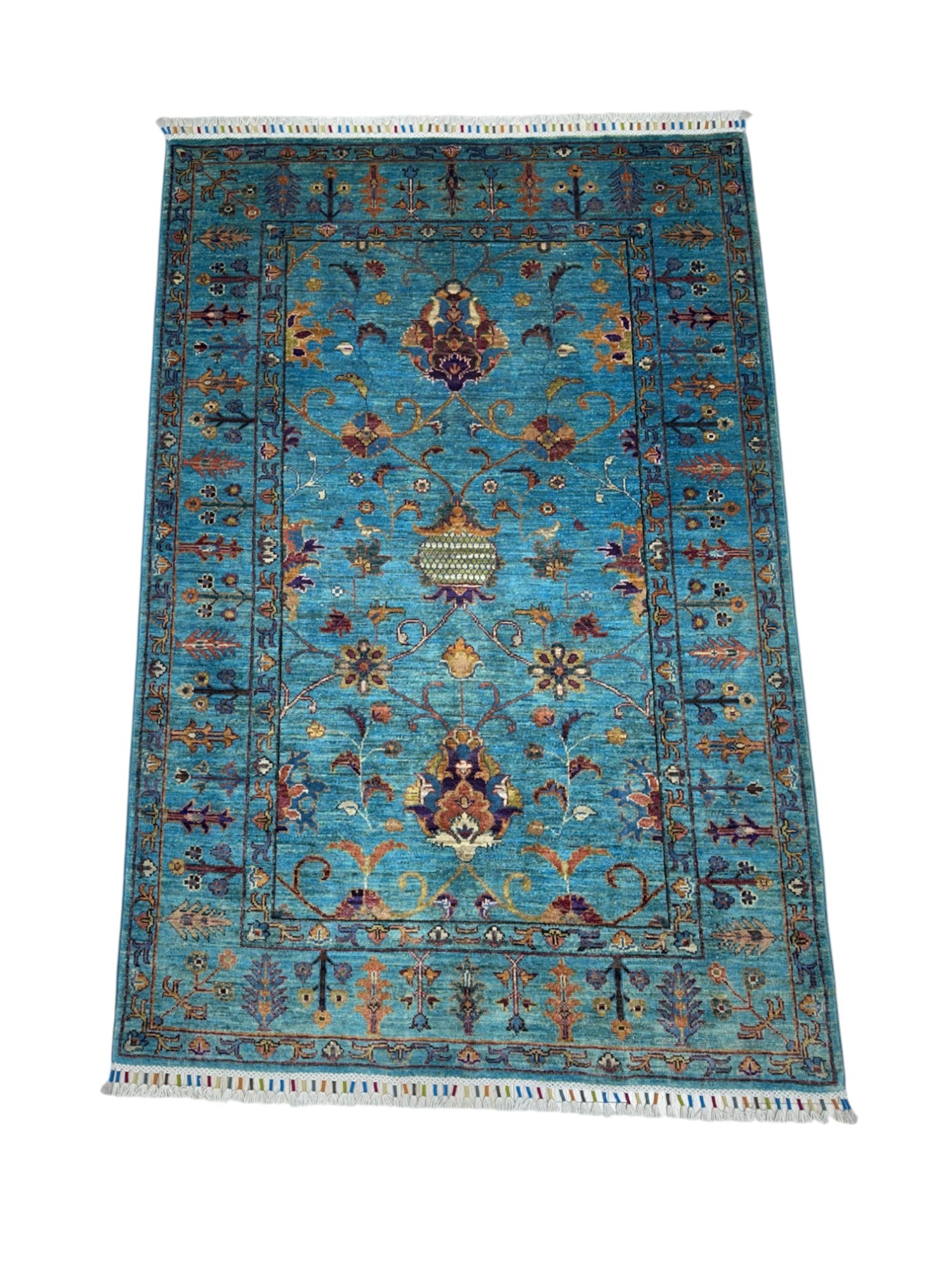 Hand-Knotted Afghani Chobi Sultani Wool Rug – 4’2″ x 6’2″