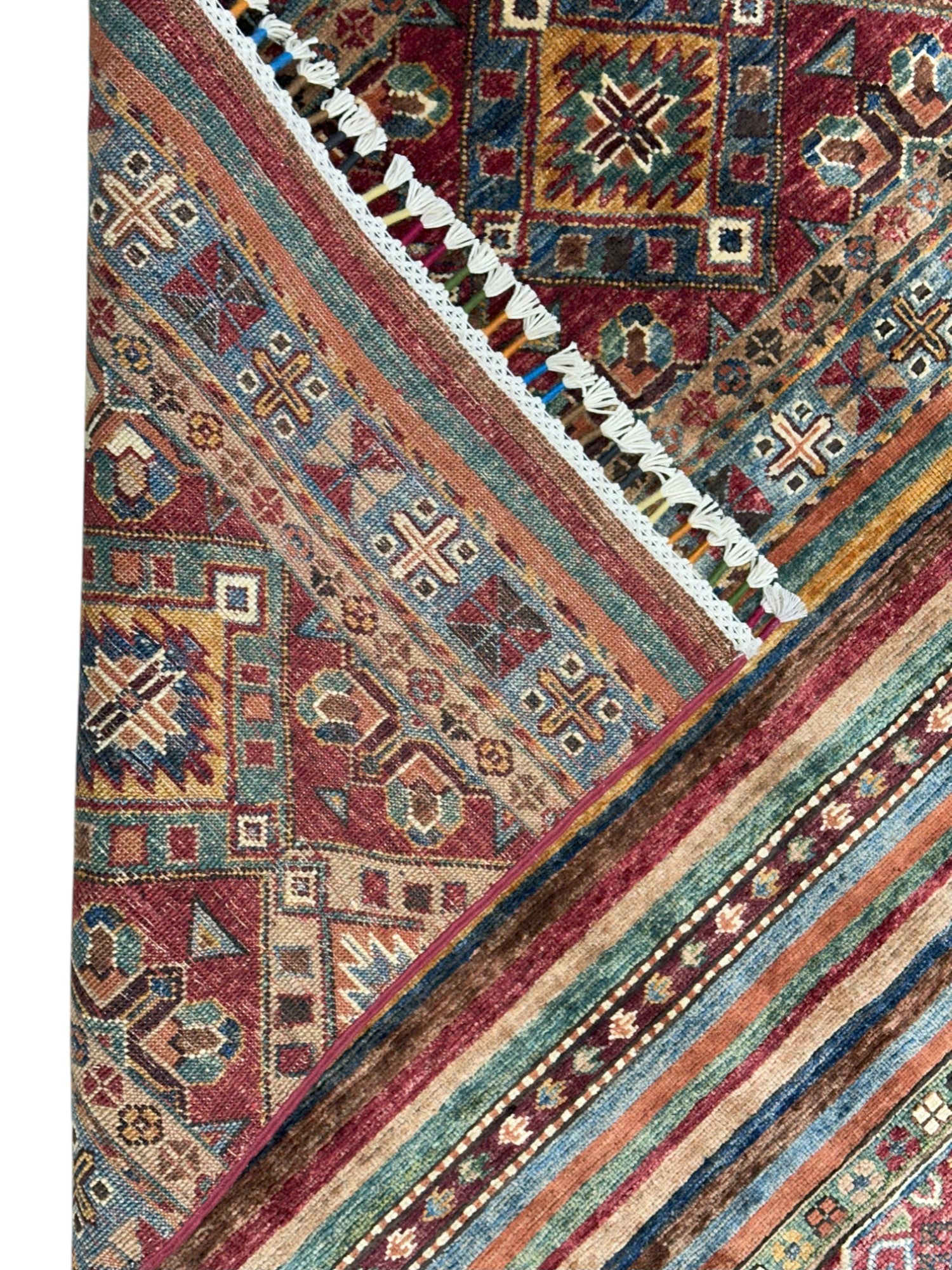 Hand-Knotted Afghani Chobi Khorjeen Wool Rug – 5’0″ x 6’11″