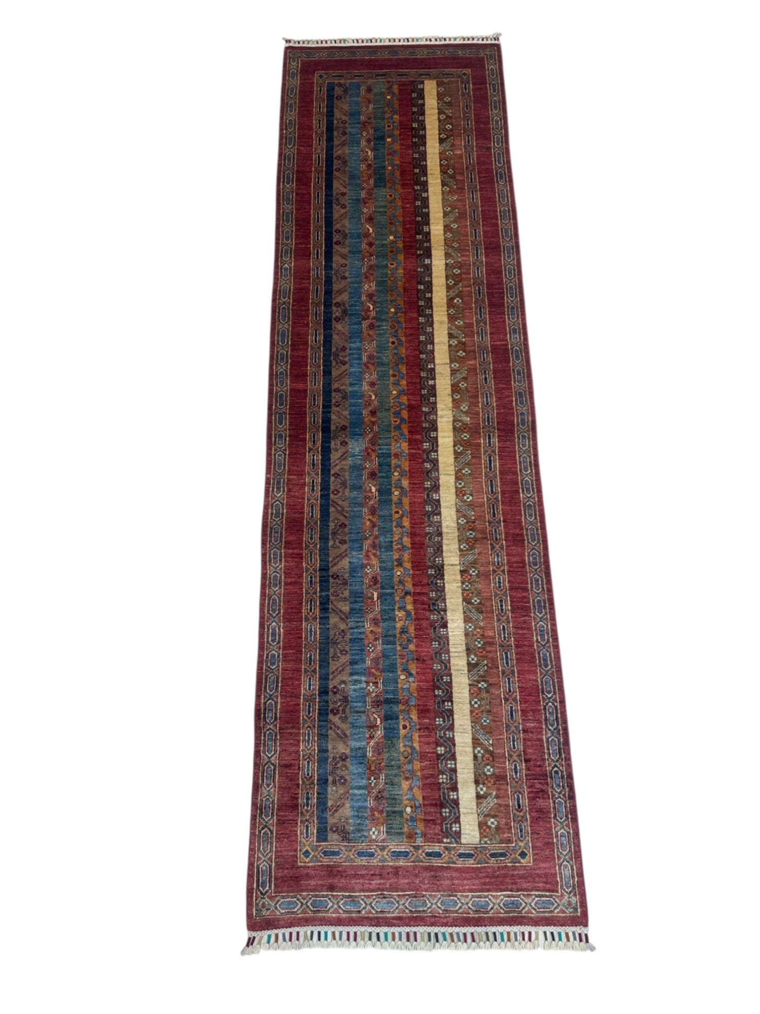 Hand-Knotted Afghani Chobi Khorjeen Wool Rug – 2’8″ x 9’6″
