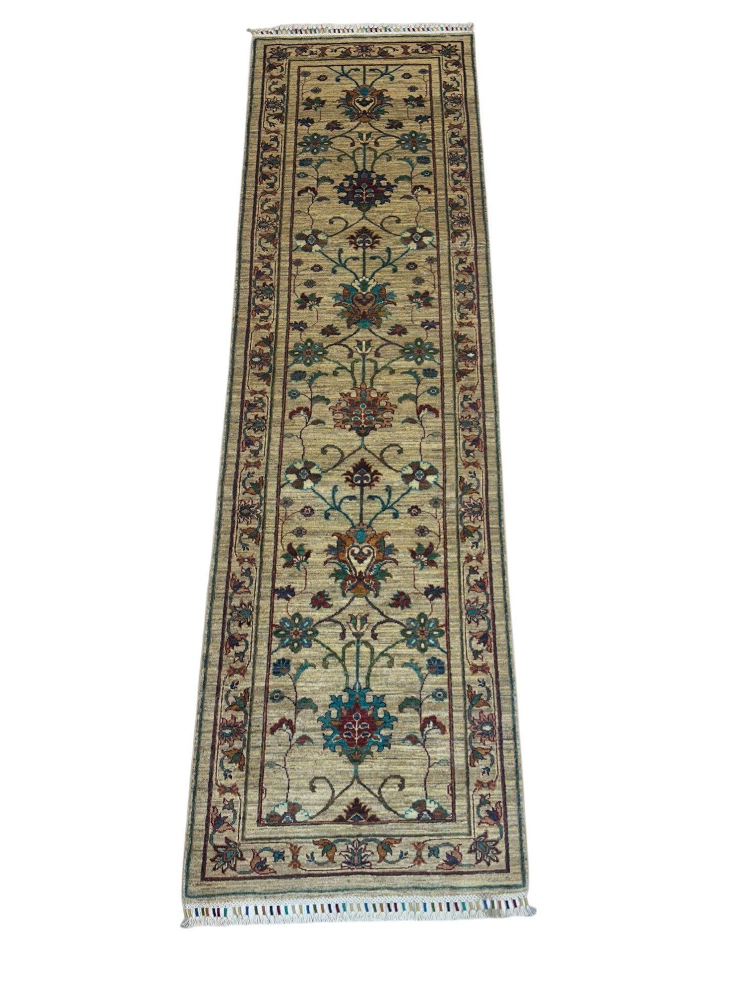 Hand-Knotted Afghani Chobi Sultani Wool Rug – 2’9″ x 9’5″