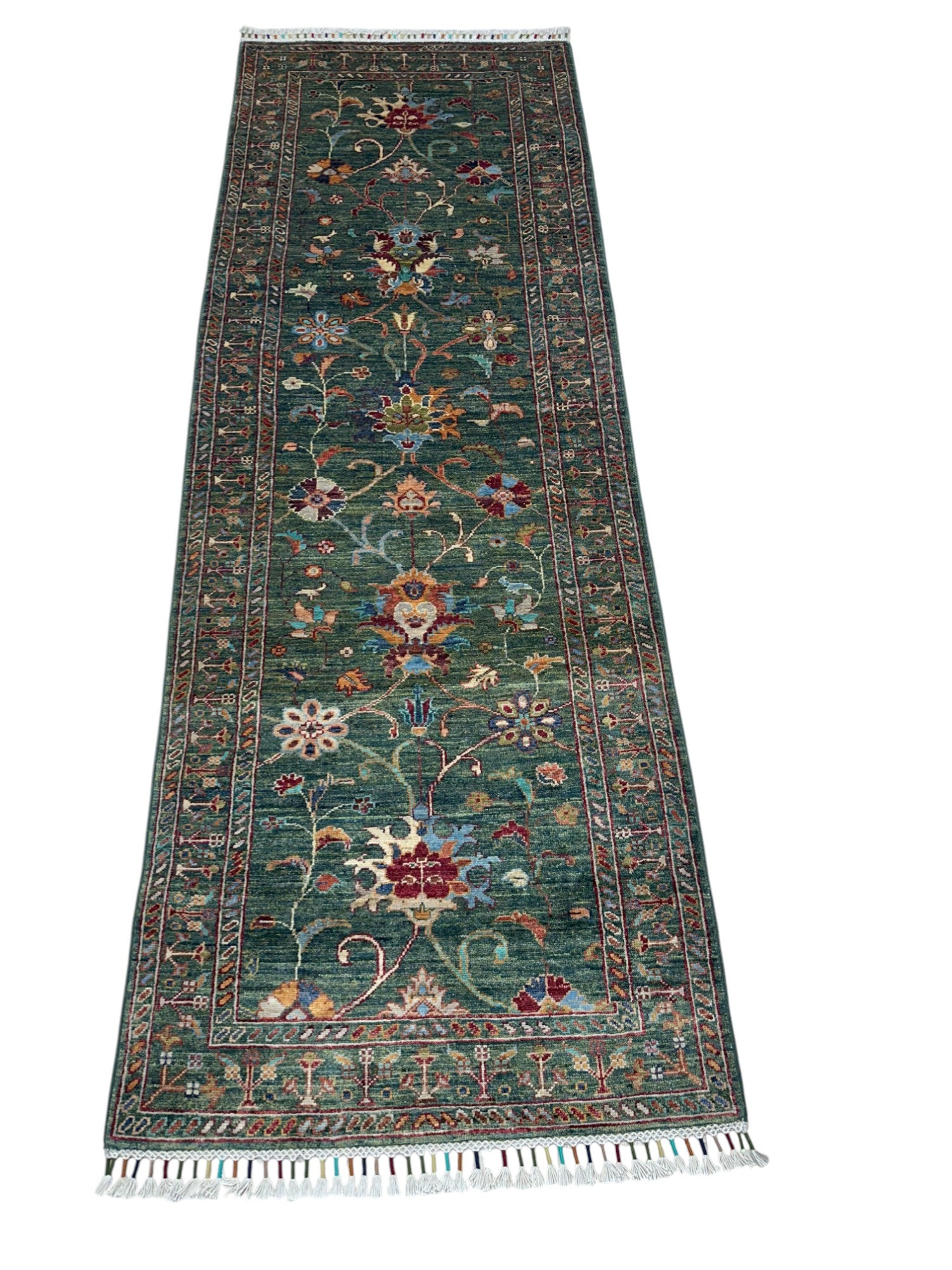 Hand-Knotted Afghani Chobi Super Kazak Wool Rug – 2’7″ x 10’9″