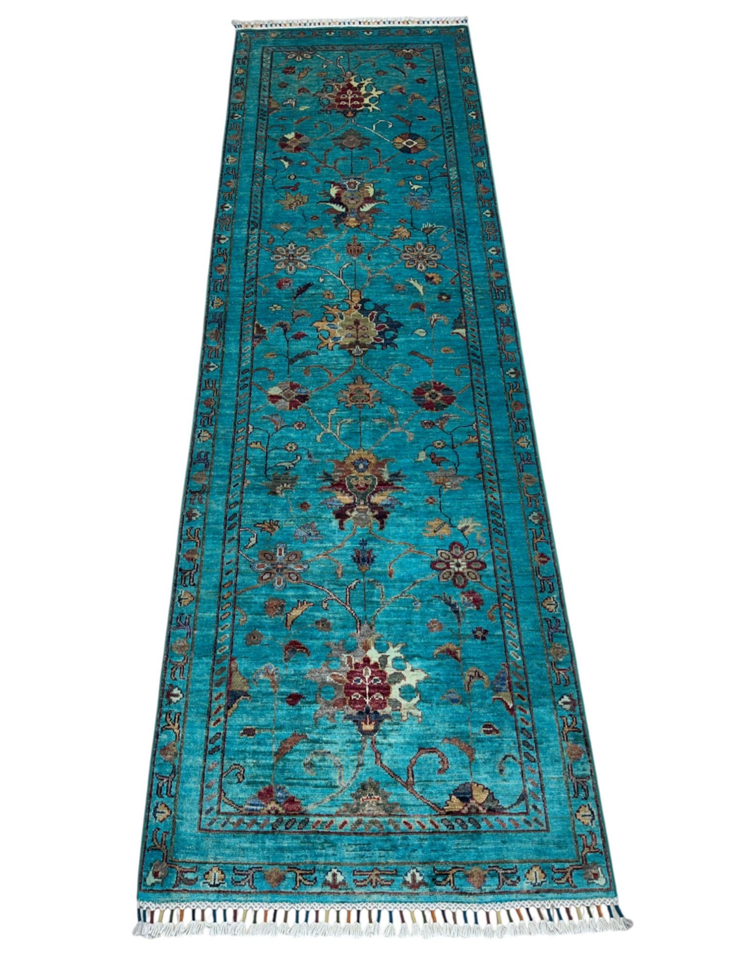 Hand-Knotted Afghani Chobi Sultani Wool Rug – 2’7″ x 8’7″