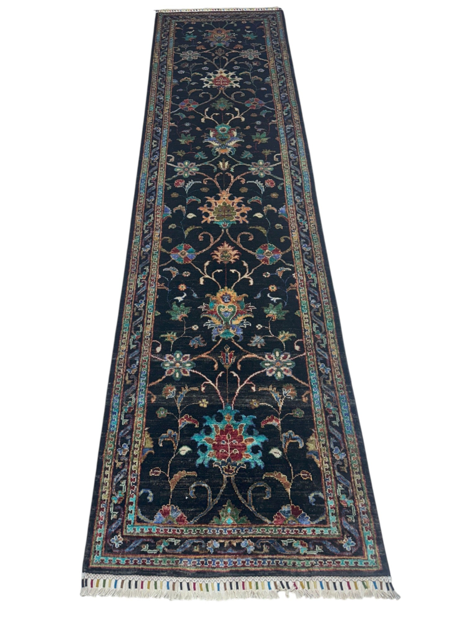 Hand-Knotted Afghani Chobi Sultani Wool Rug – 2’8″ x 10’1″