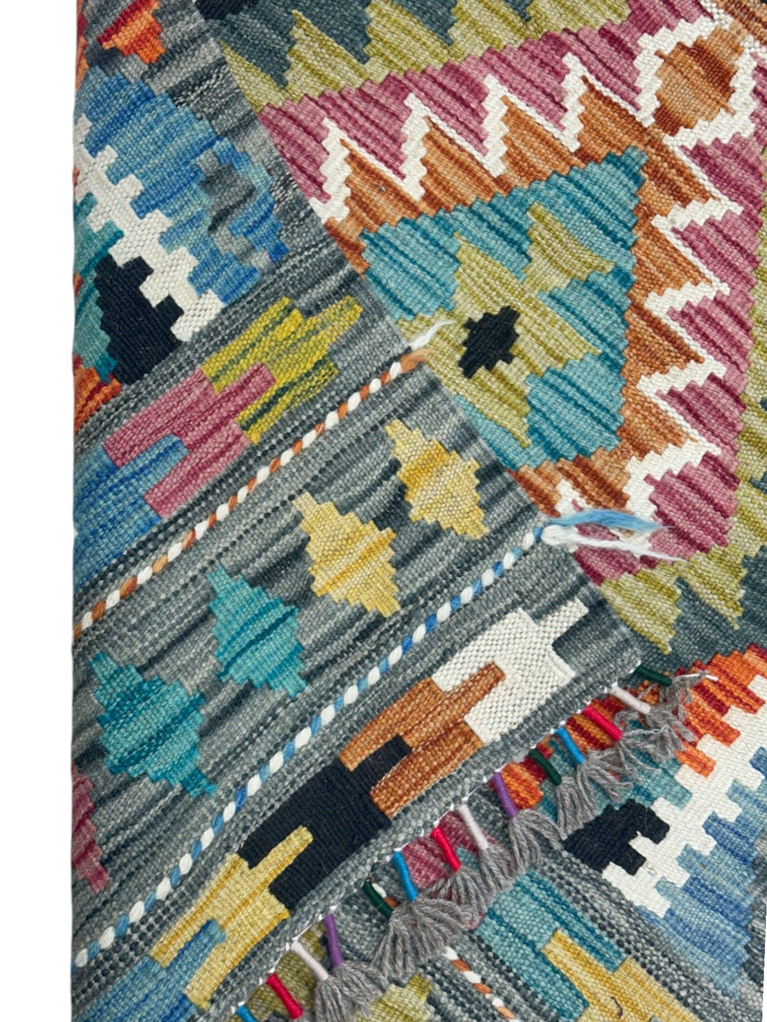 Hand-Woven Afghani Kilim Wool Rug 2'2" x 6'6"
