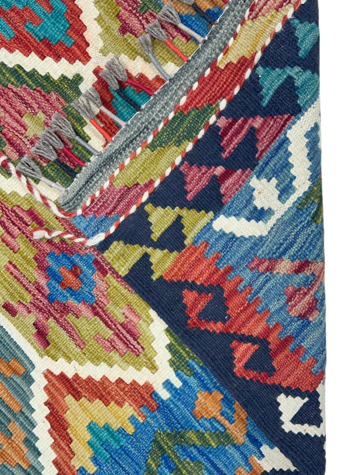 Hand-Woven Afghani Kilim Wool Rug 3'5" x 4'11"