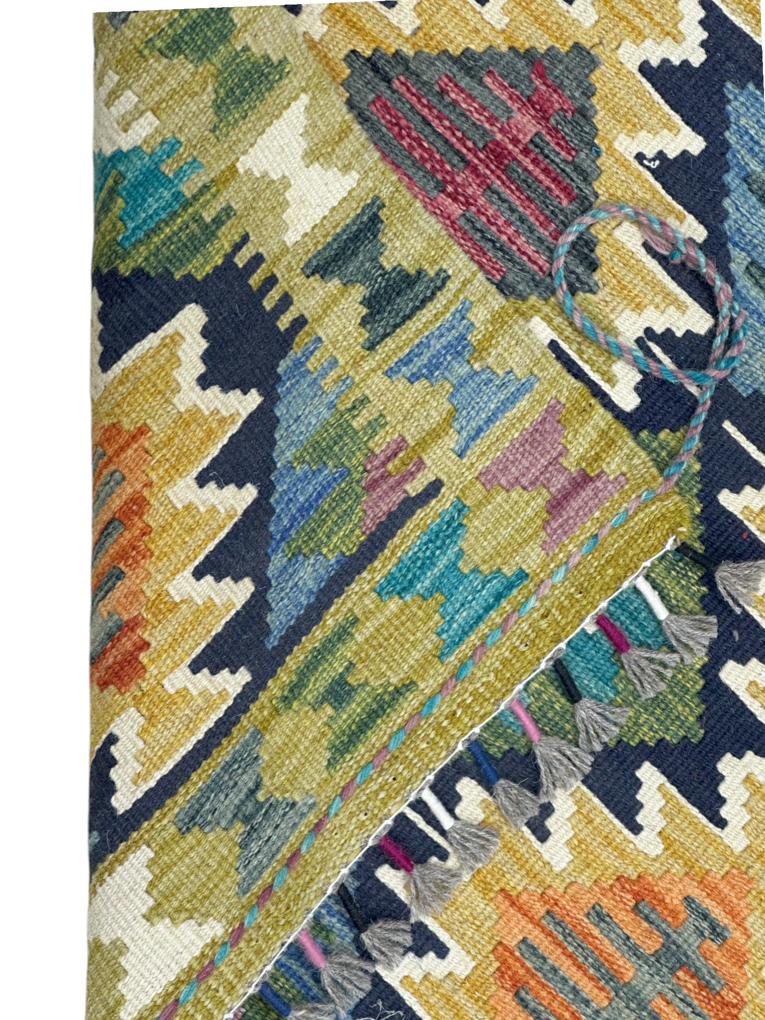 Hand-Woven Afghani Kilim Wool Rug 2'7" x 6'7"