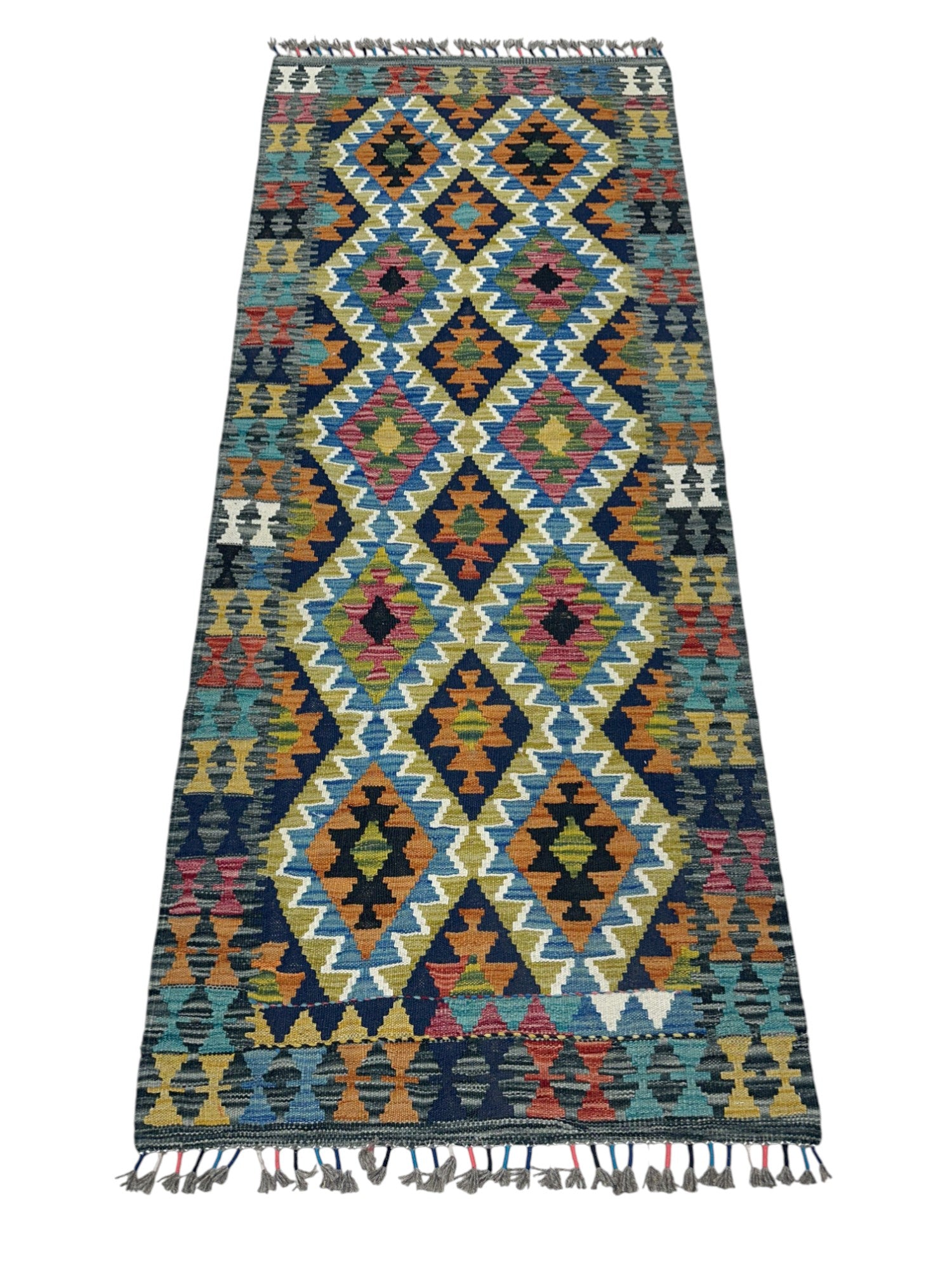 Hand-Woven Afghani Kilim Wool Rug 2'9" x 6'7"