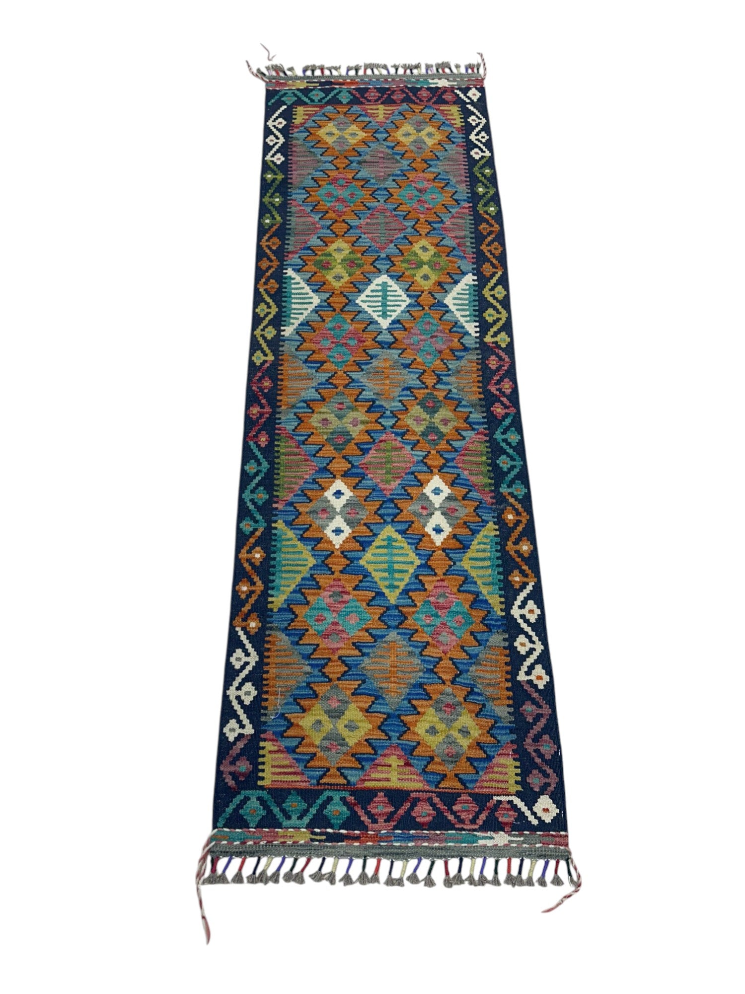 Hand-Woven Afghani Kilim Wool Rug 2' x 6'5"