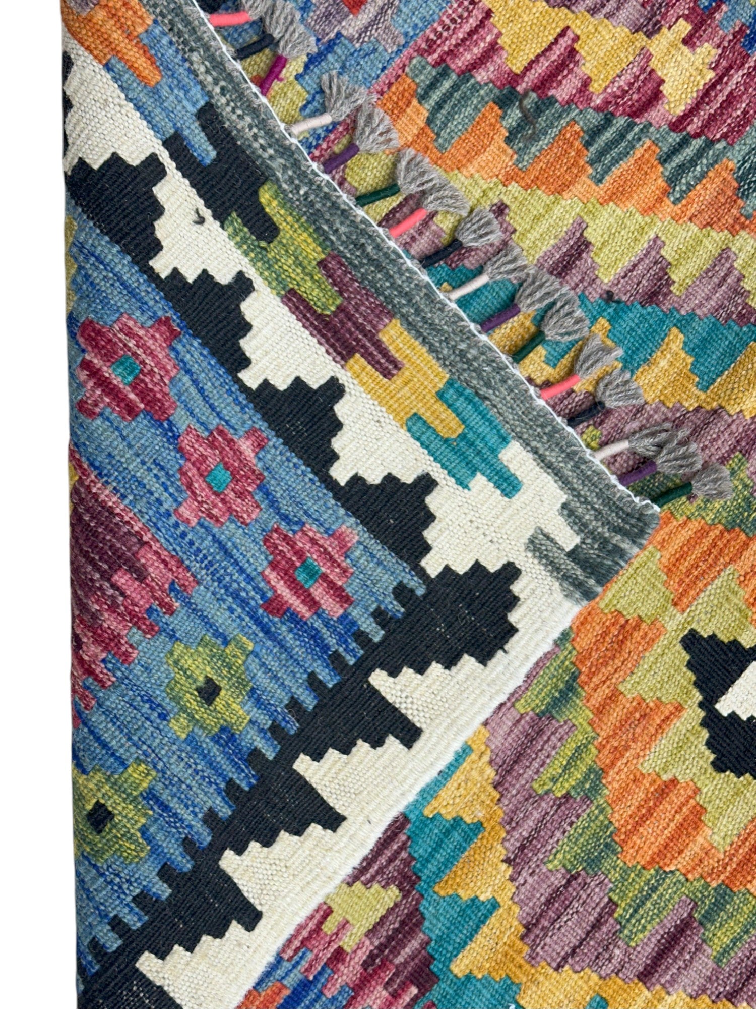Hand-Woven Afghani Kilim Wool Rug 2'8" x 6'6"