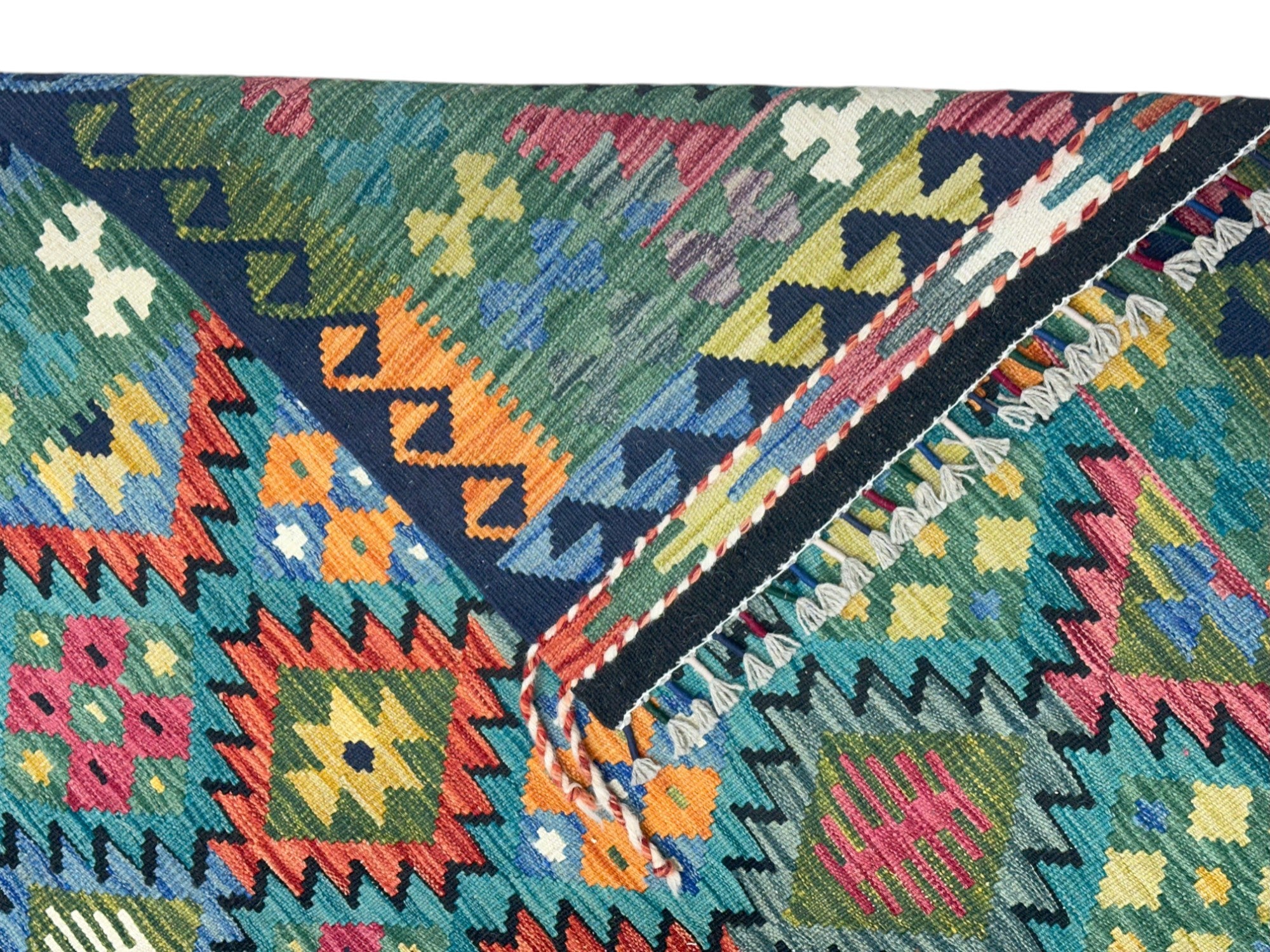 Hand-Woven Afghani Kilim Wool Rug 5'9" x 8'7"