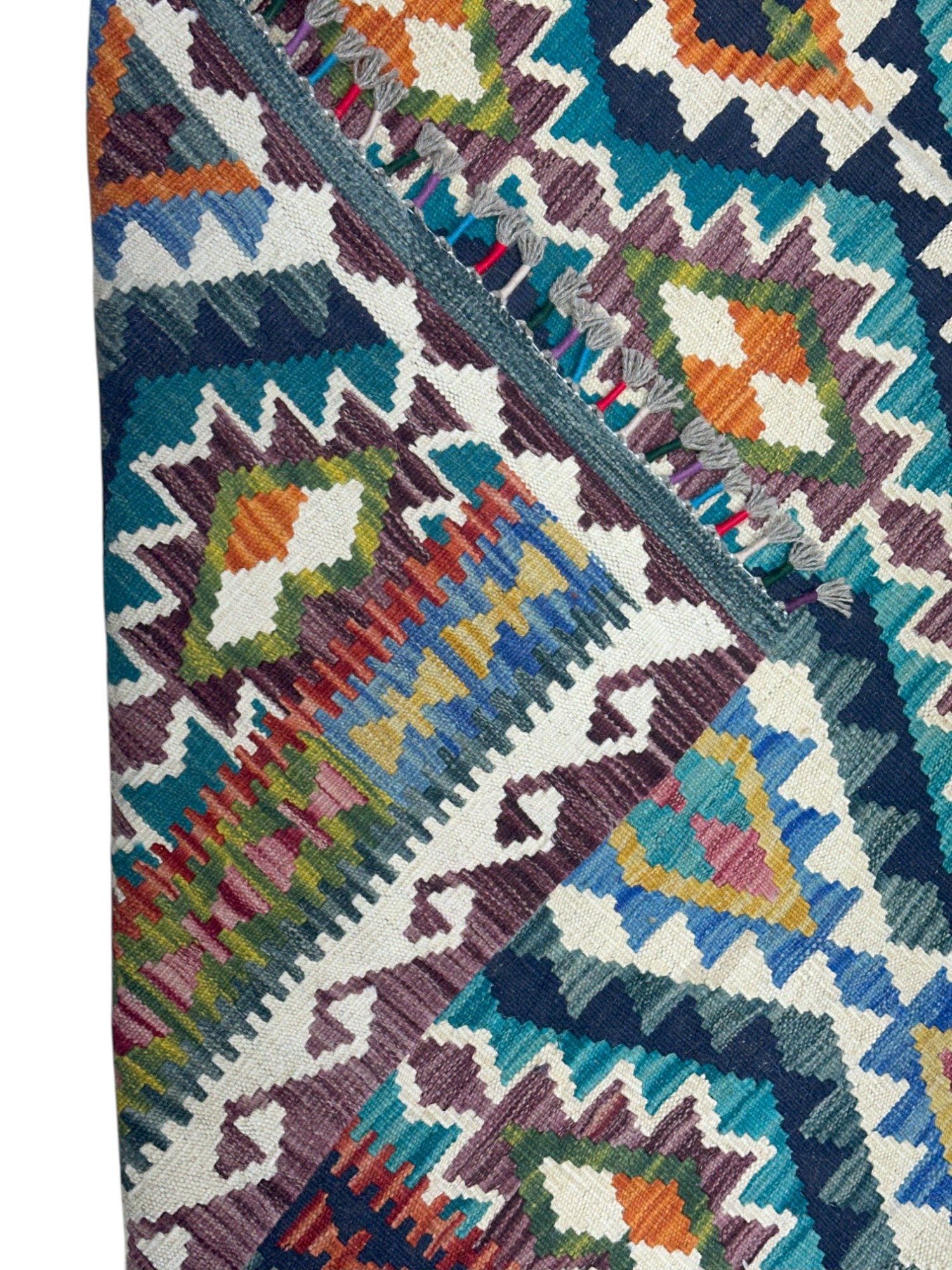 Hand-Woven Afghani Kilim Wool Rug 5'9" x 8'1"