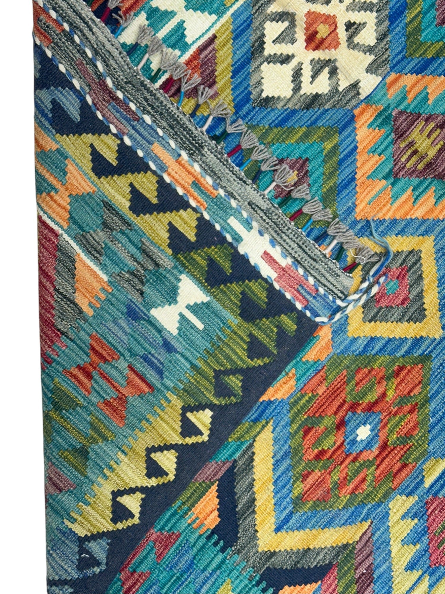Hand-Woven Afghani Kilim Wool Rug 5'9" x 8’3”