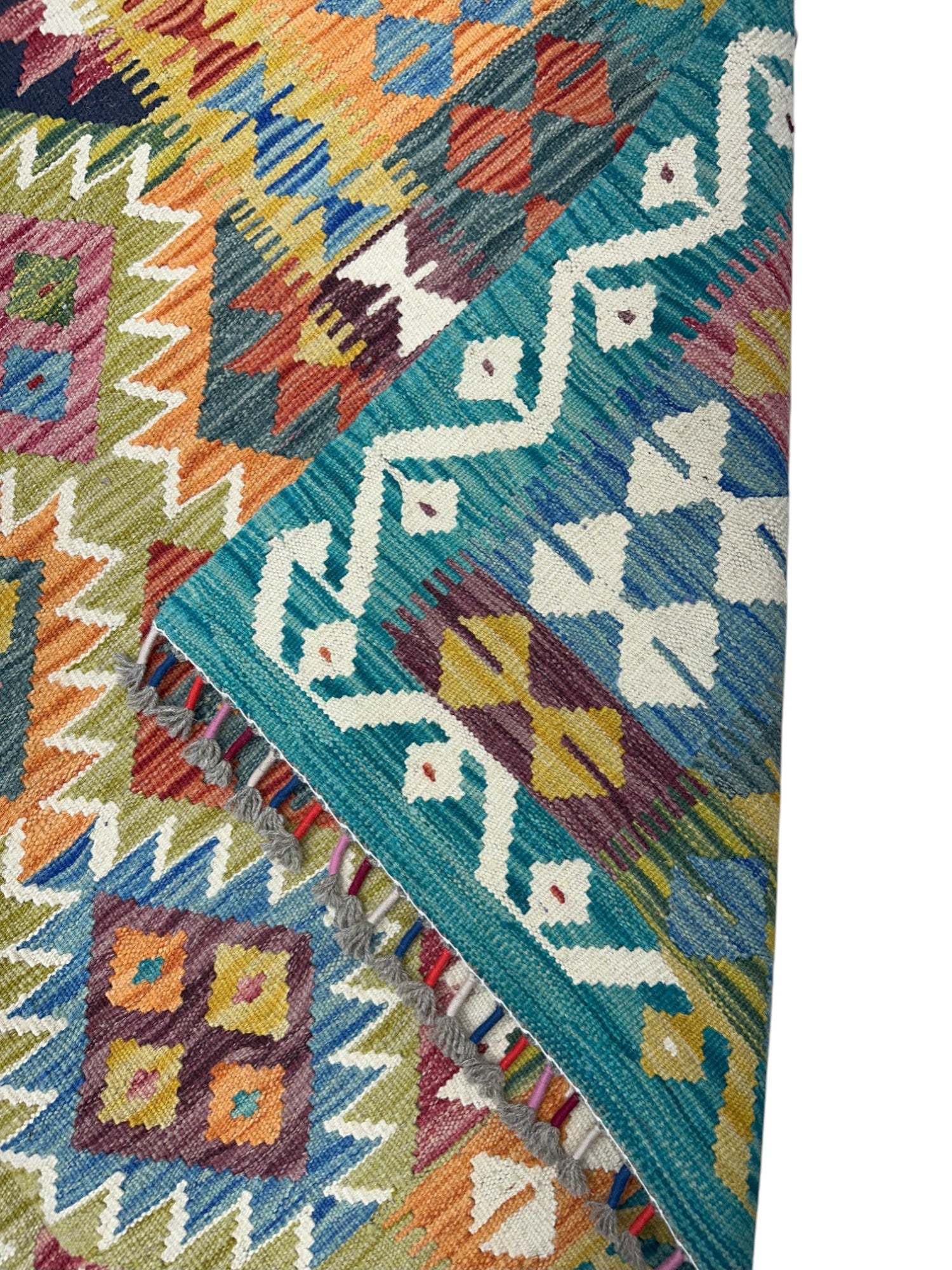 Hand-Woven Afghani Kilim Wool Rug 5'9" x 8'2"