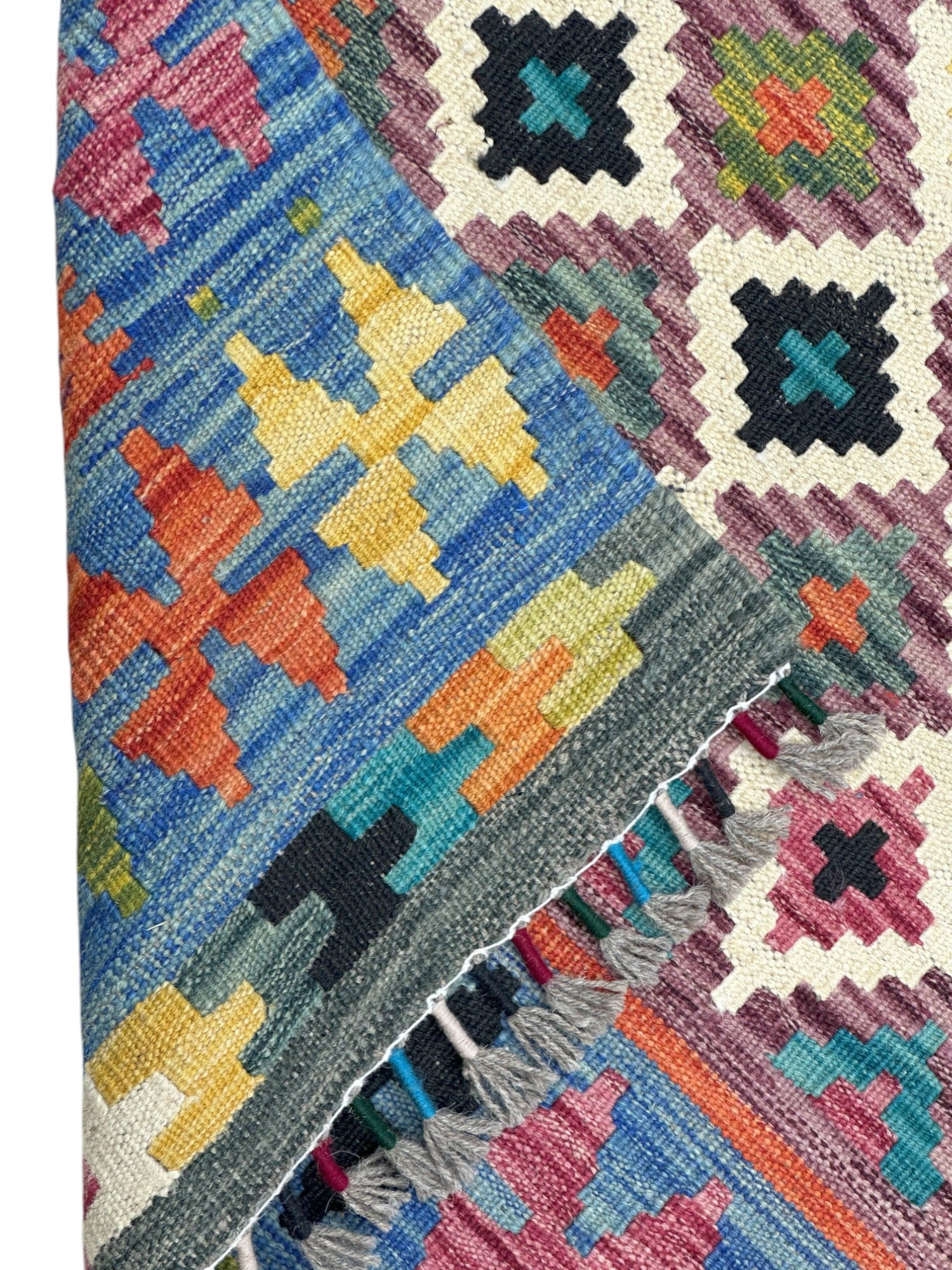 Hand-Woven Afghani Kilim Wool Rug 2'9" x 6'8"