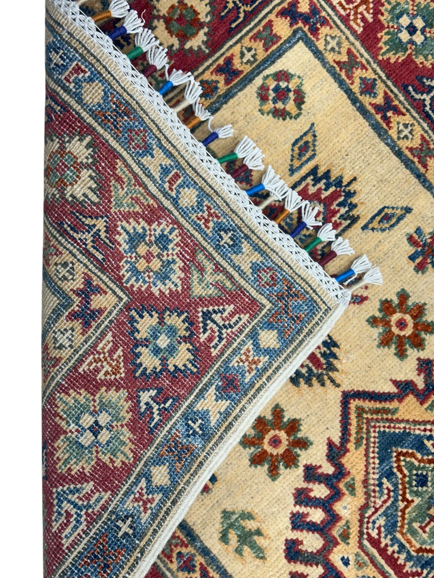 Hand-Knotted Afghani Kazak Wool Rug – 2’9″ x 4’4″